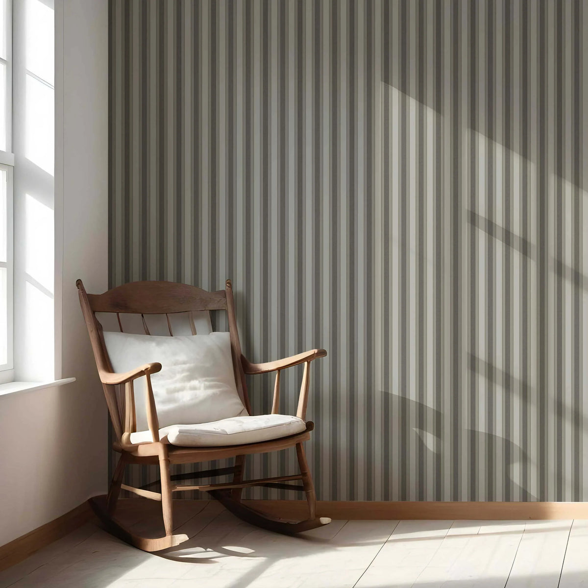Neutral Geometric Striped Living Room Wallpaper Sample (Brown/ Beige/ Taupe Grey)