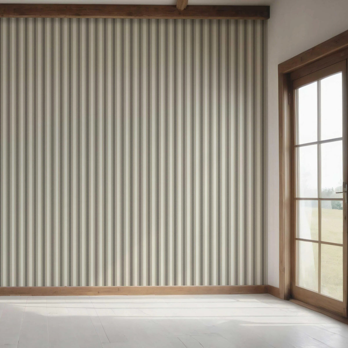 Neutral Geometric Striped Bedroom Wallpaper Sample (Brown/ Beige/ Taupe Grey)