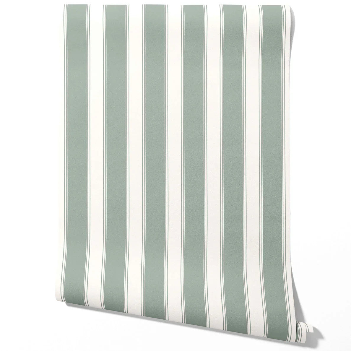 Geometric Striped Traditional Wallpaper Sample (Sage Green/ Grey)