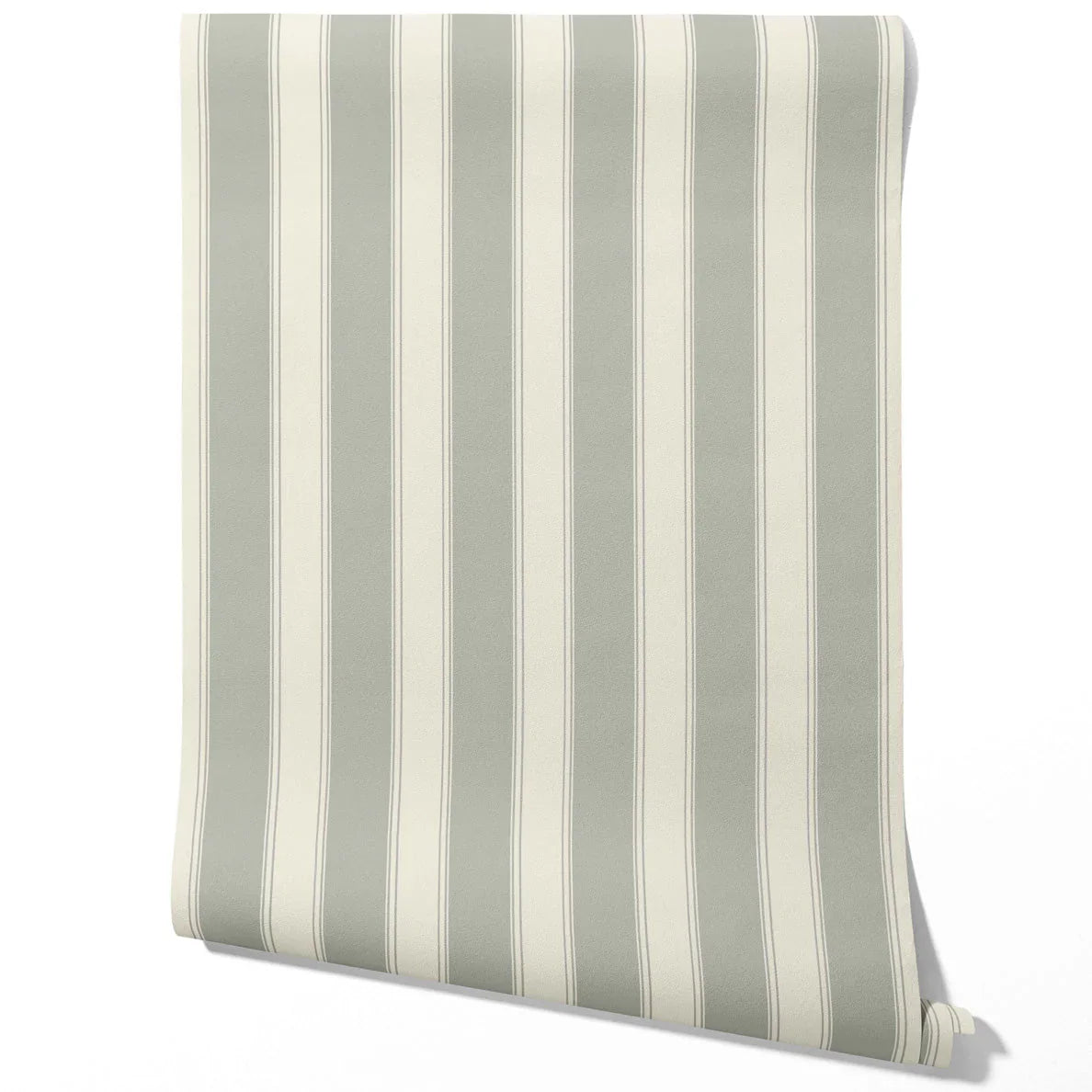 Neutral Geometric Striped Traditional Wallpaper Sample (Sage Grey)