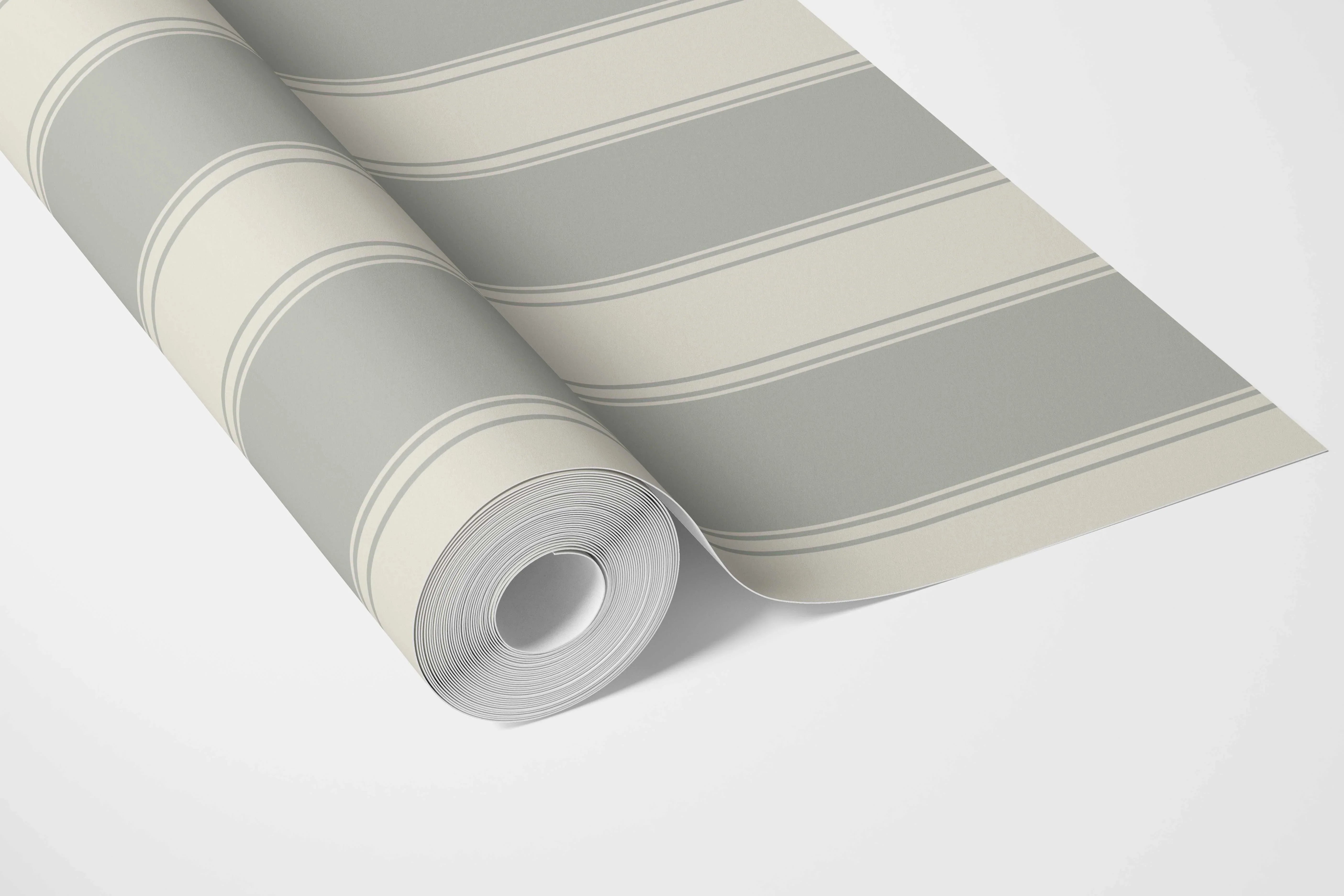 Neutral Geometric Striped Bathroom Wallpaper Sample (Sage Grey)