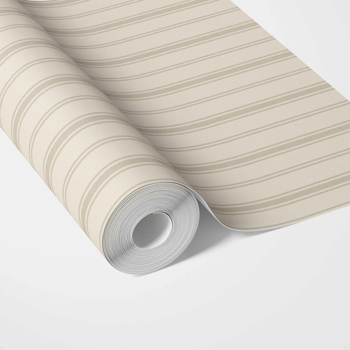 Neutral Geometric Striped Traditional Wallpaper Sample (Beige/ Taupe)