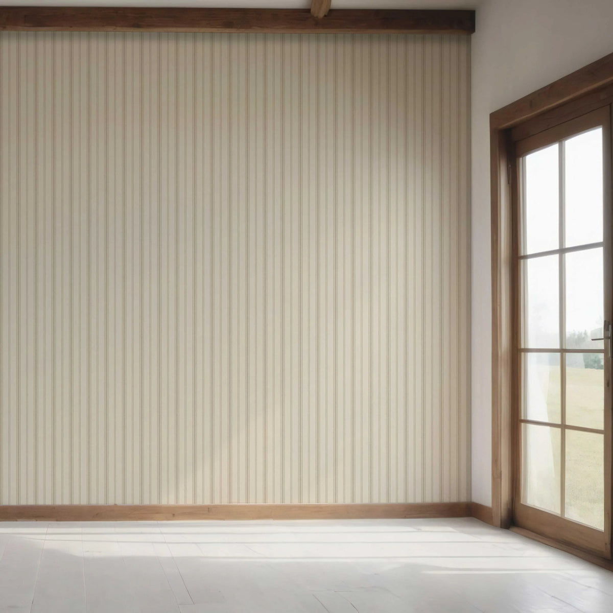 Neutral Geometric Striped Bedroom Wallpaper Sample (Beige/ Taupe)