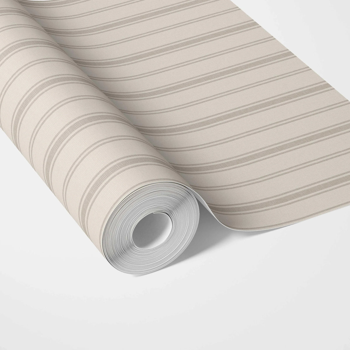 Neutral Geometric Striped Traditional Wallpaper (Beige/ Greige/ Taupe)