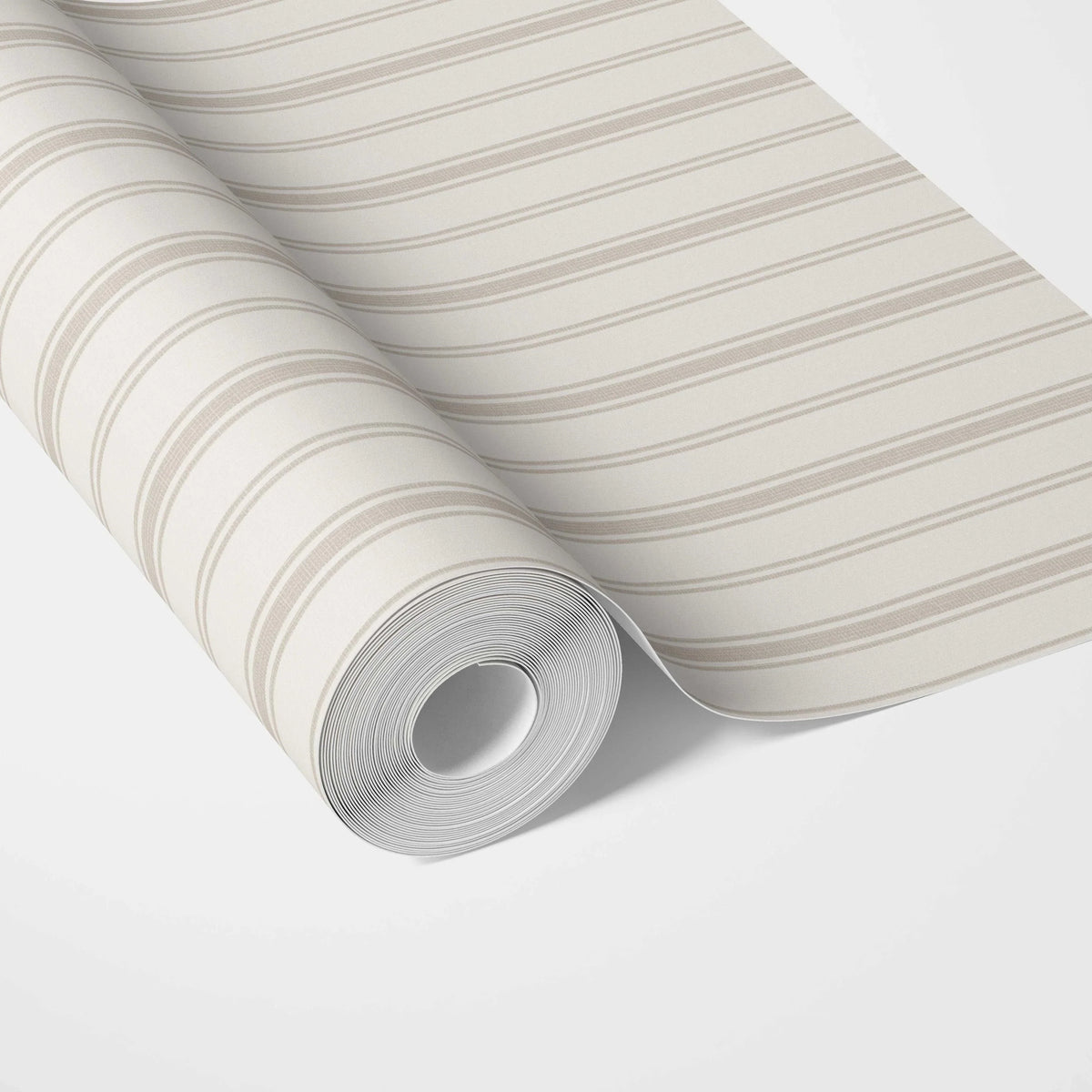 Neutral Geometric Striped Traditional Wallpaper Sample (Greige/ Taupe Grey)