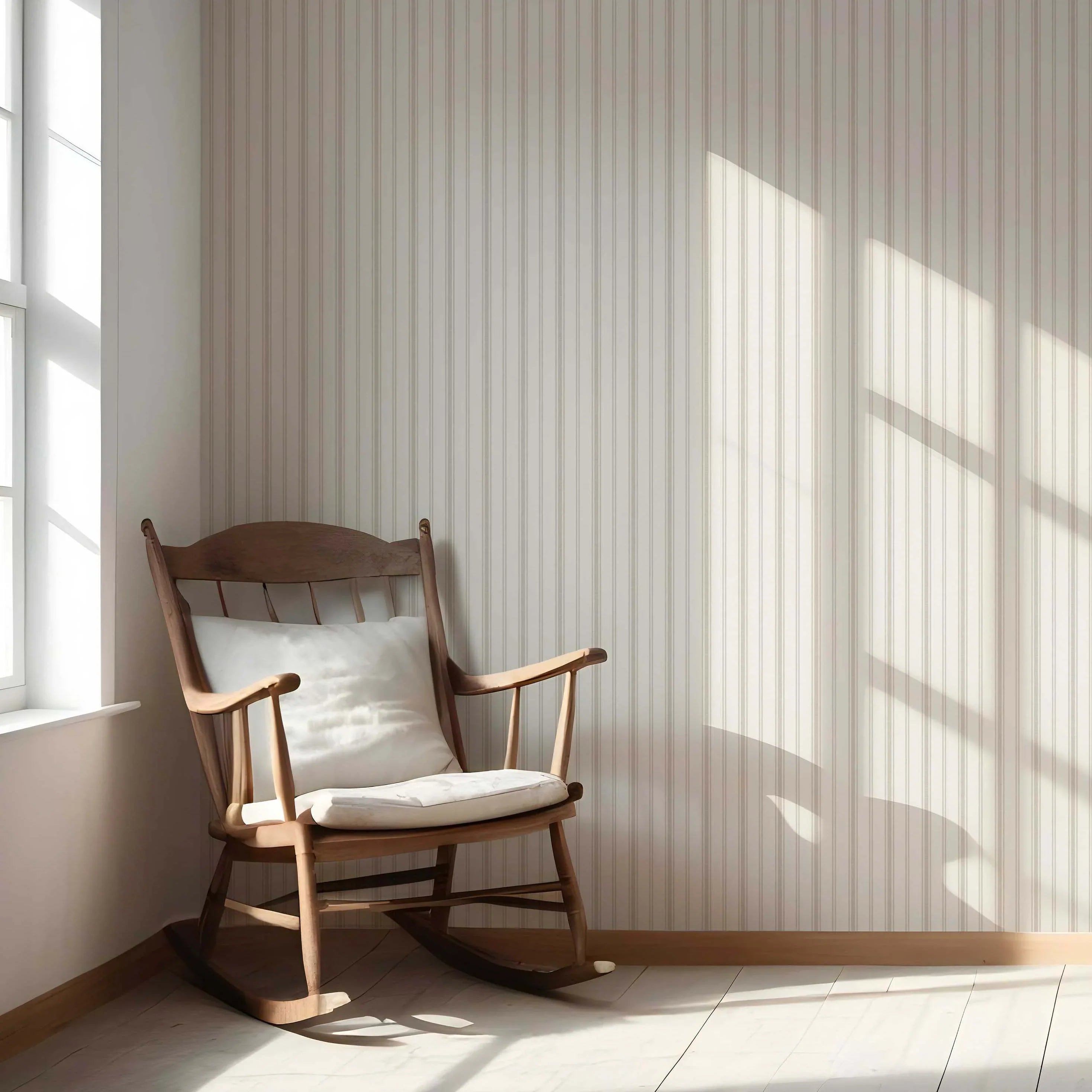 Neutral Geometric Striped Nursery Wallpaper Sample (Greige/ Taupe Grey)