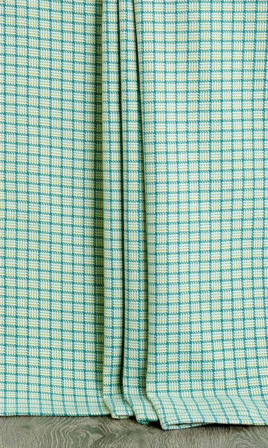 Basketweave Cotton Home Décor Fabric By the Yard (Green/ Blue)