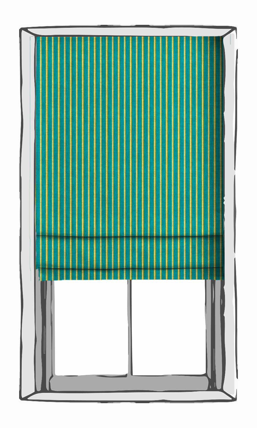 Striped Print Window Treatments Fabric By the Yard (Blue/ Green)