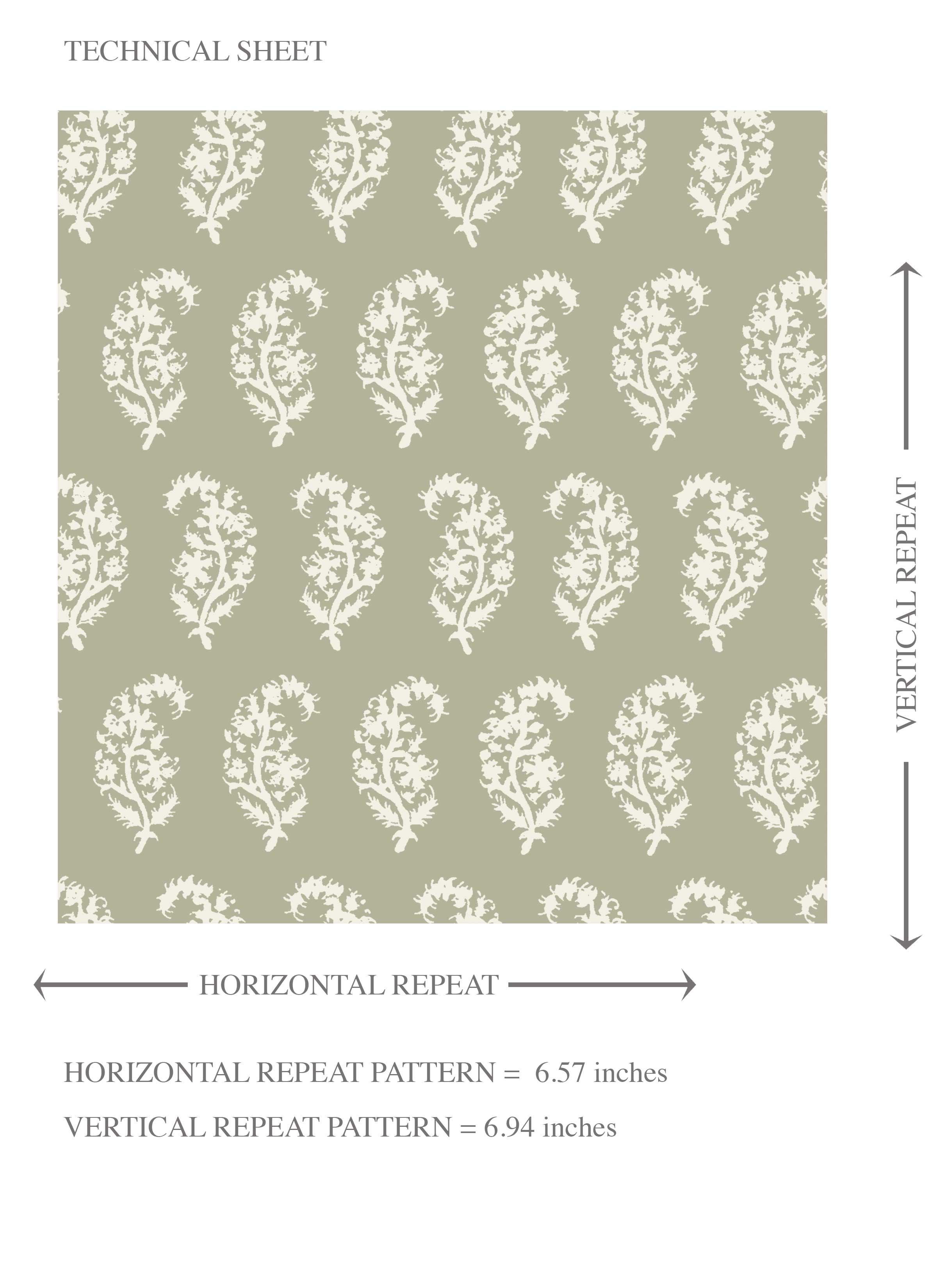 Small Paisley Floral Patterned Print Kids Room Wallpaper (Olive Green/ White)