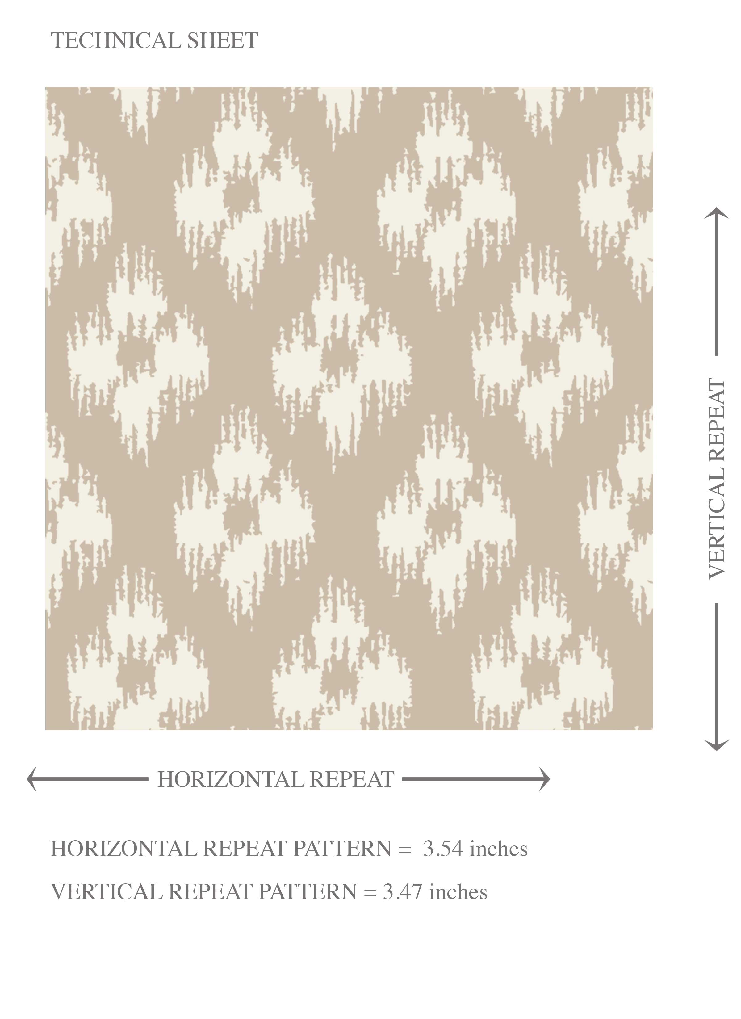 Neutral Small Geometric Ikat-Style Floral Block Print Kids Room Wallpaper Sample (Beige/ Brown/ Cream)