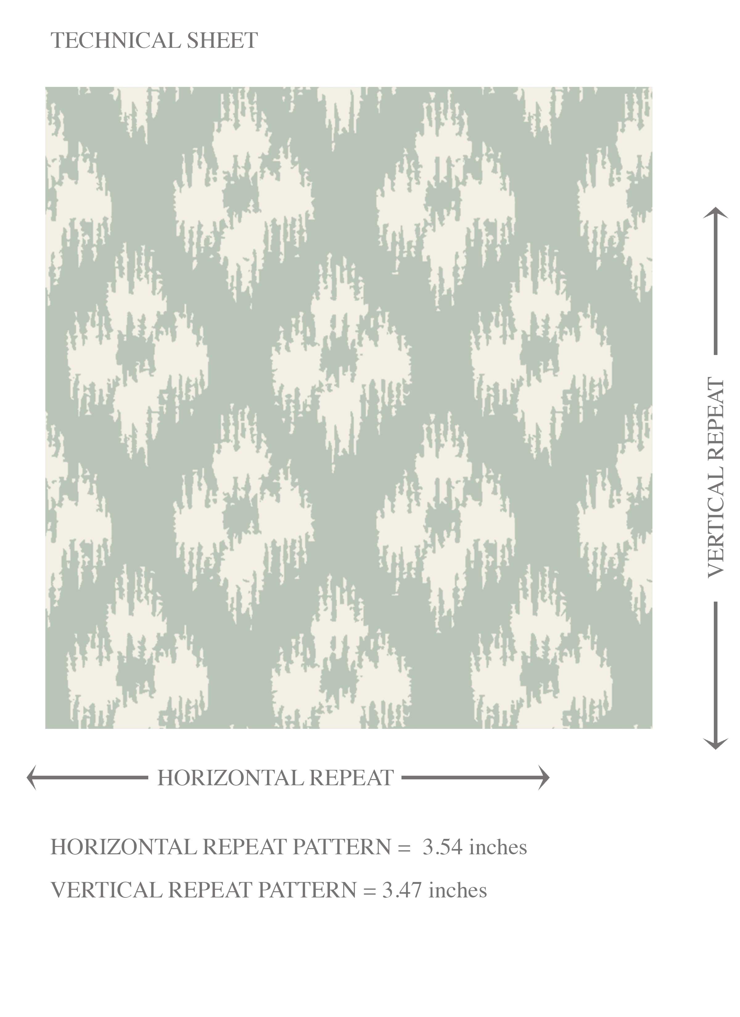 Small Geometric Ikat-Style Floral Block Print Kids Room Wallpaper Sample (Duck Egg Blue/ White)
