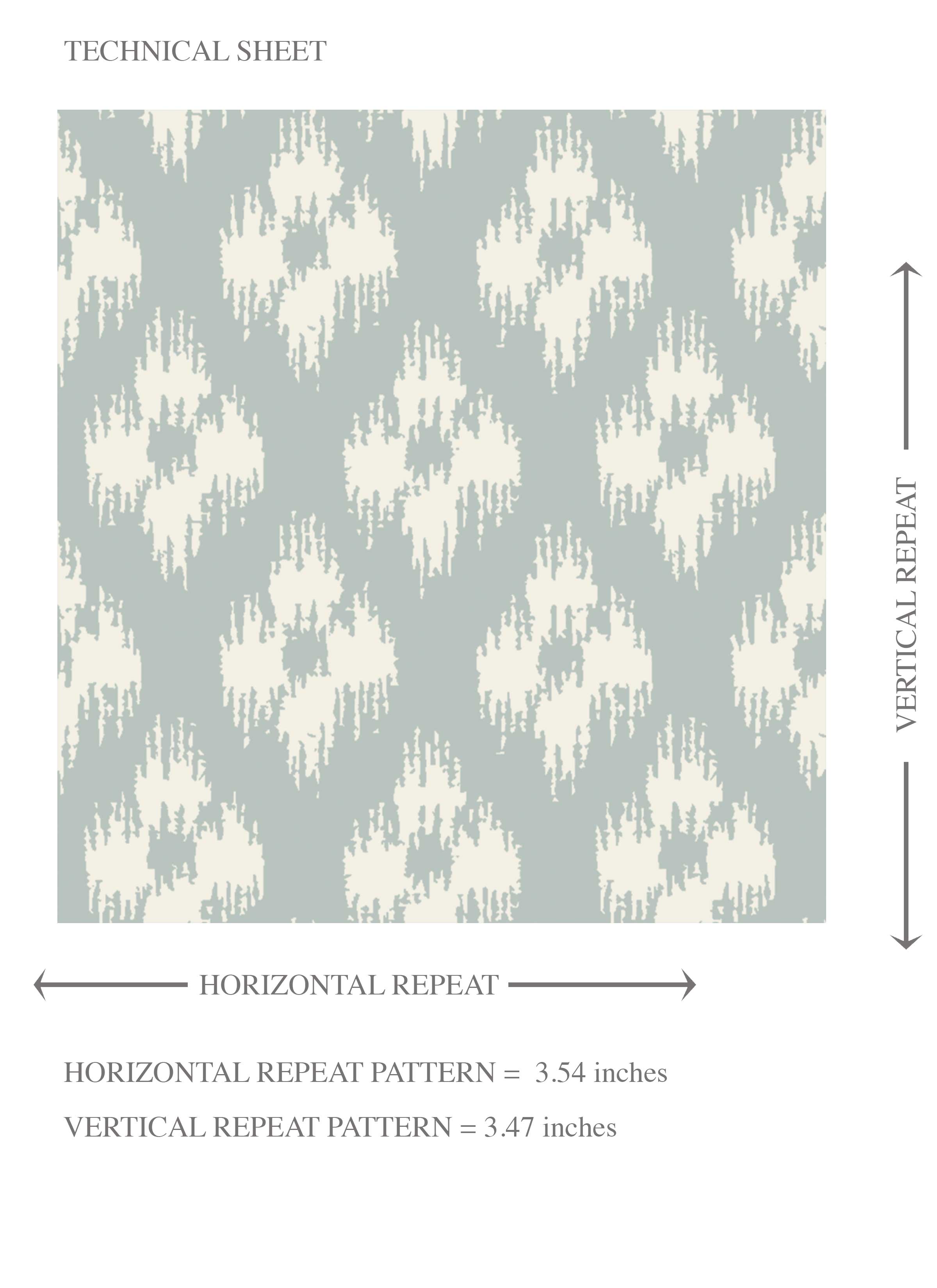 Small Geometric Ikat-Style Floral Block Print Kids Room Wallpaper Sample (Duck Egg Blue/ White)