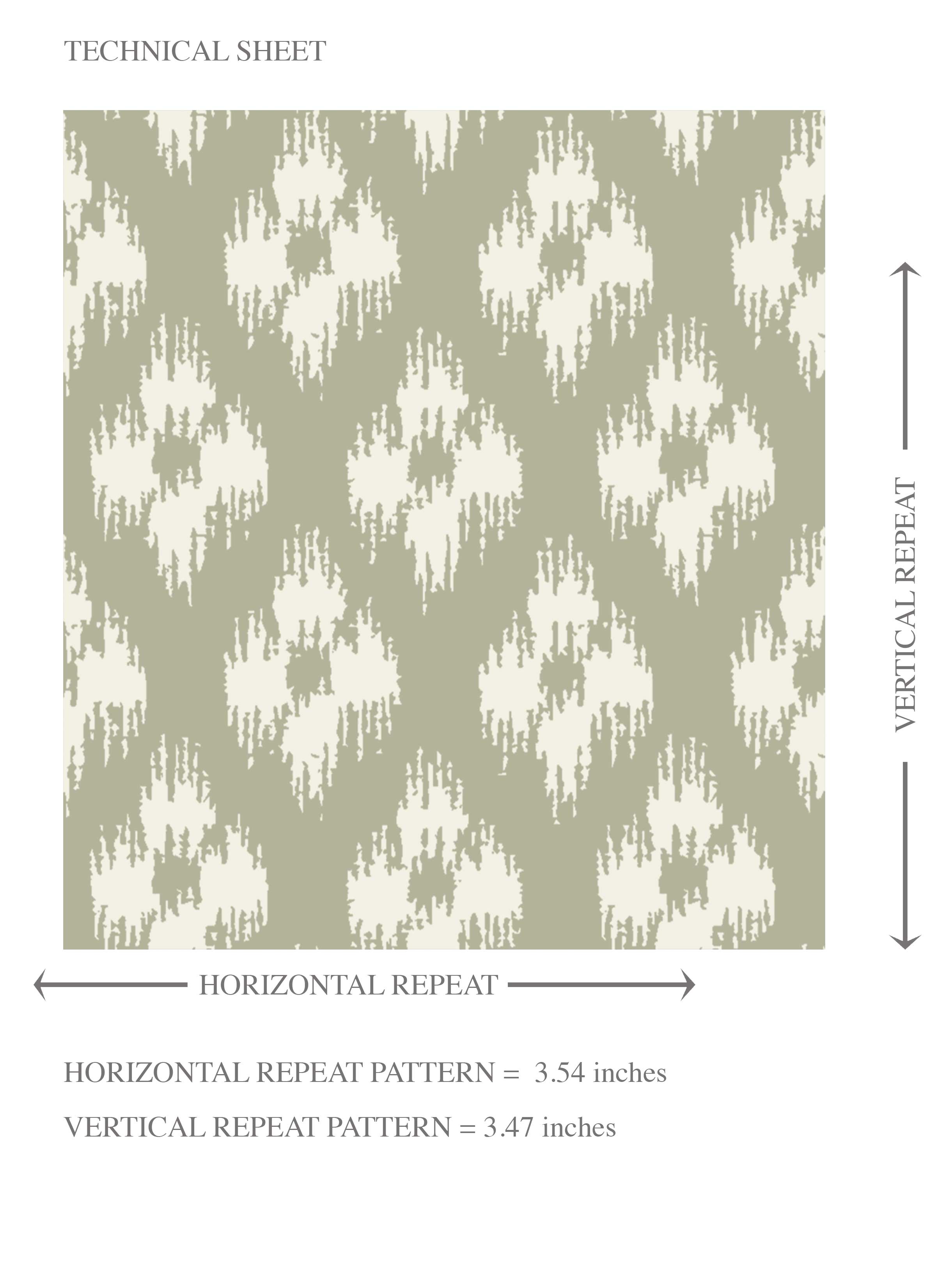 Small Geometric Ikat-Style Floral Block Print Kids Room Wallpaper (Green/ White)