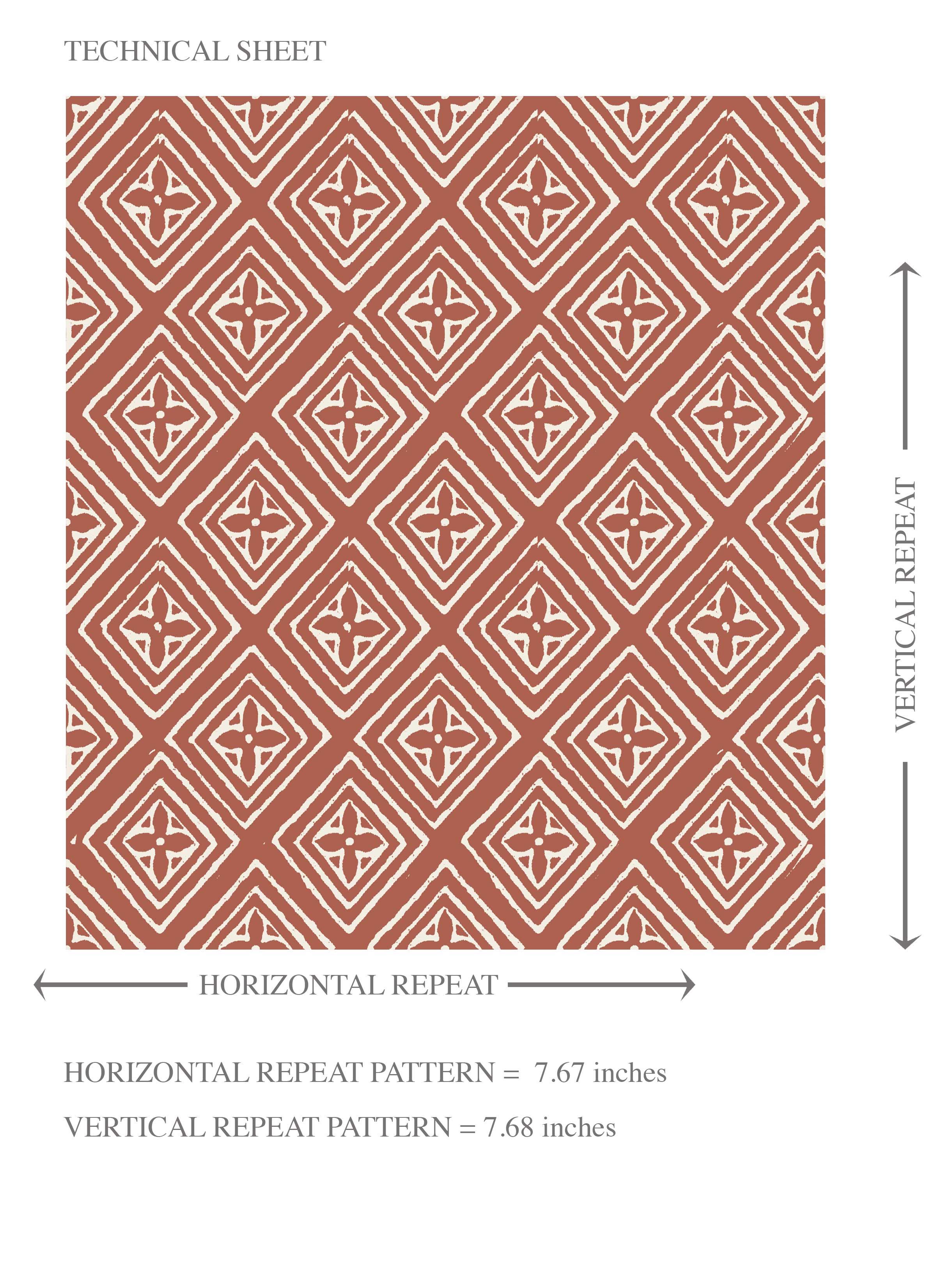 Small Diamond Lattice/ Textured Check Kids Room Wallpaper Sample (Terracotta Red/ White)