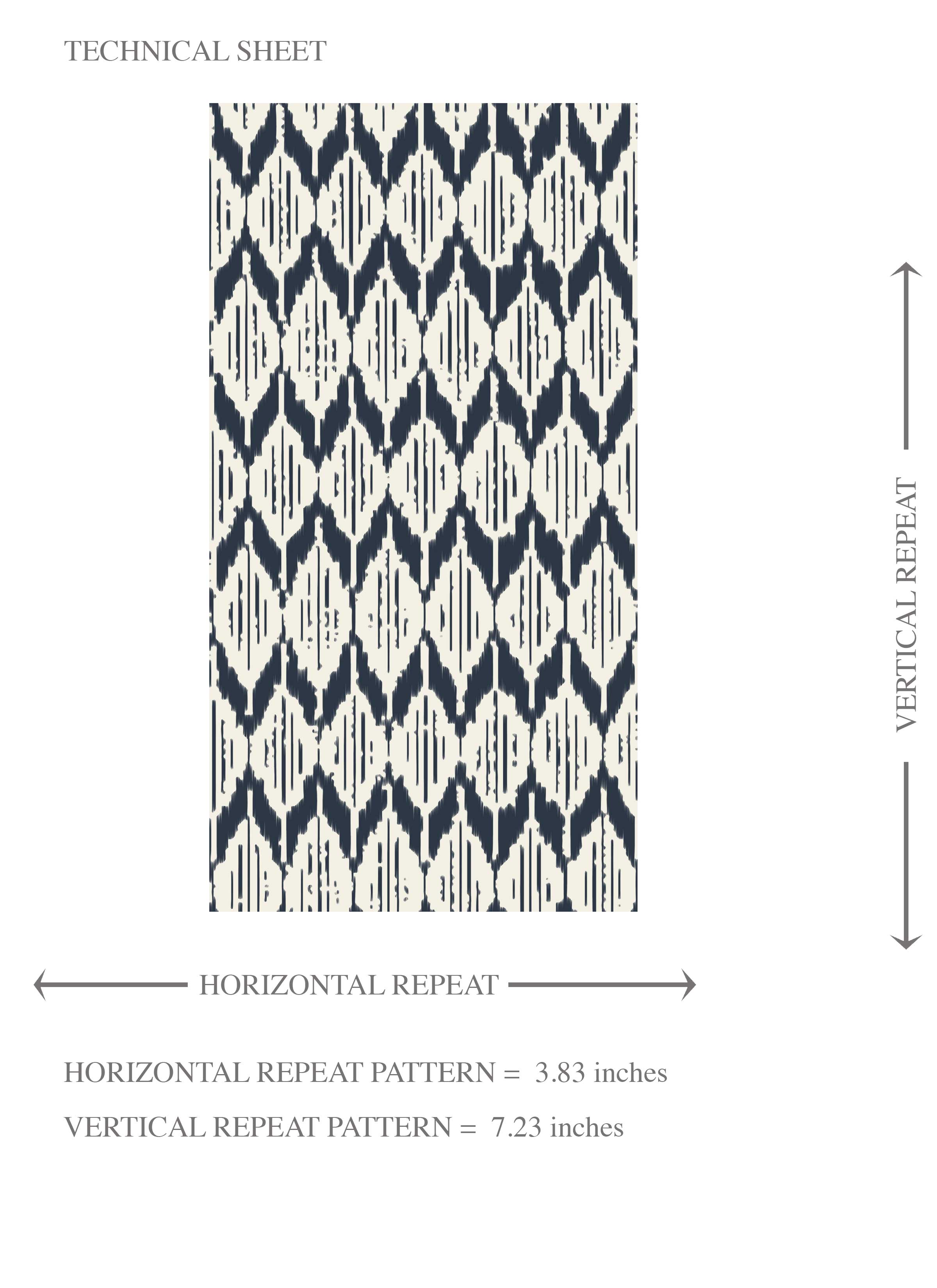 Geometric Ikat Striped Kids Room Wallpaper Sample (Navy Blue/ White)