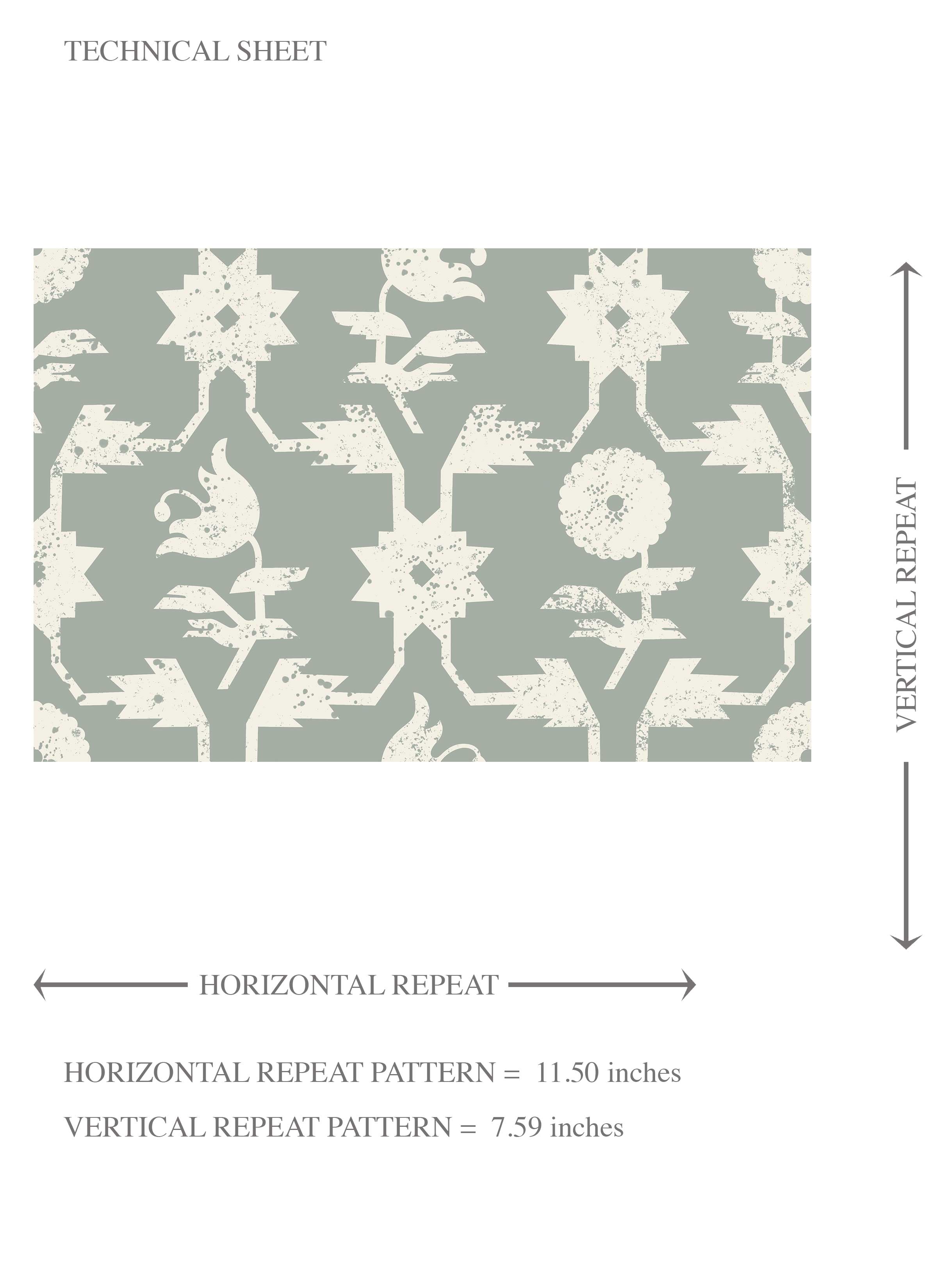 Modern Floral/ Botanical Kids Room Wallpaper Sample (Green-Gray/ White)