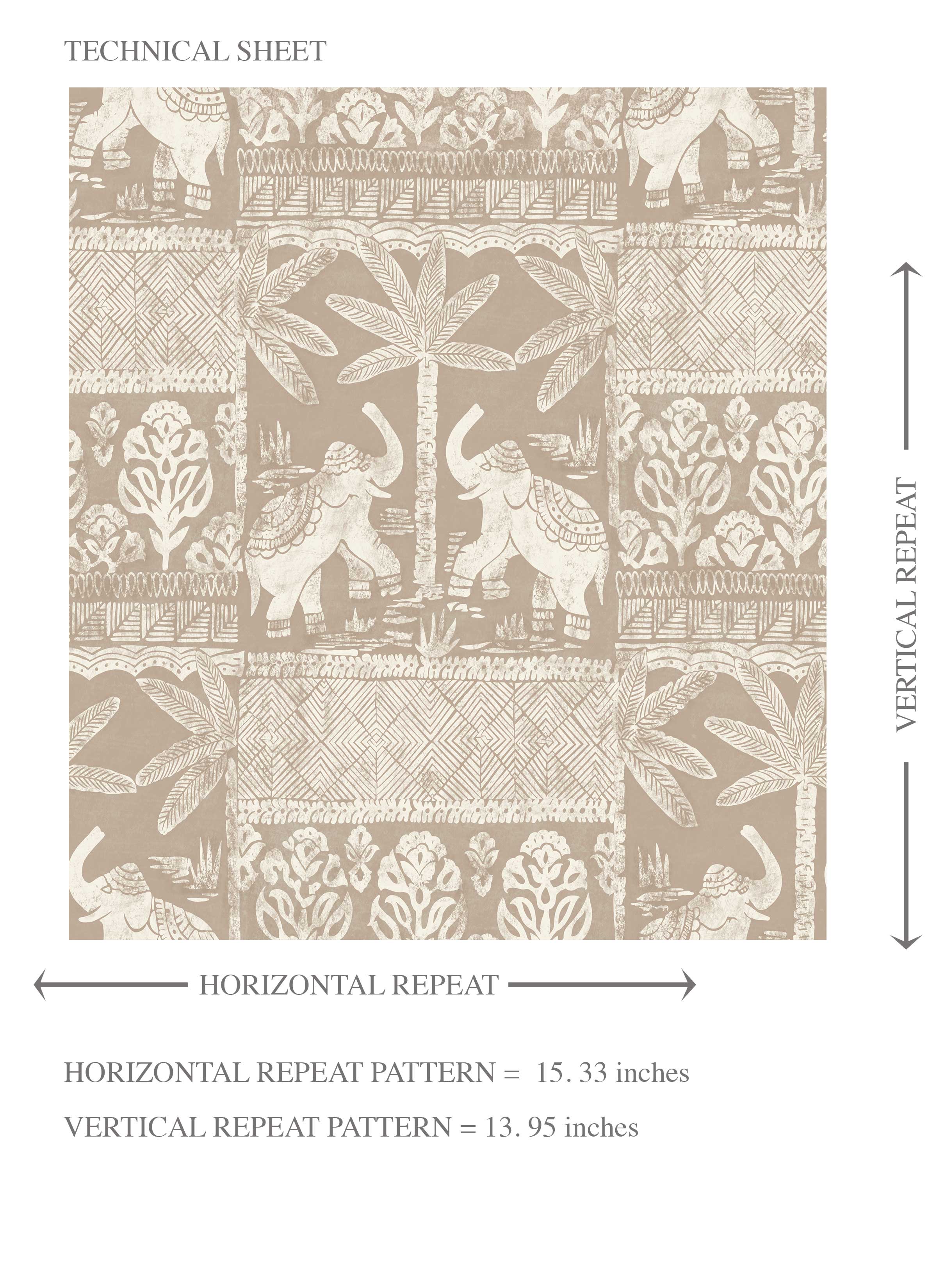 Ethnic/ Heritage Elephants & Animals Print Kids Room Wallpaper (Beige/ Brown/ White)