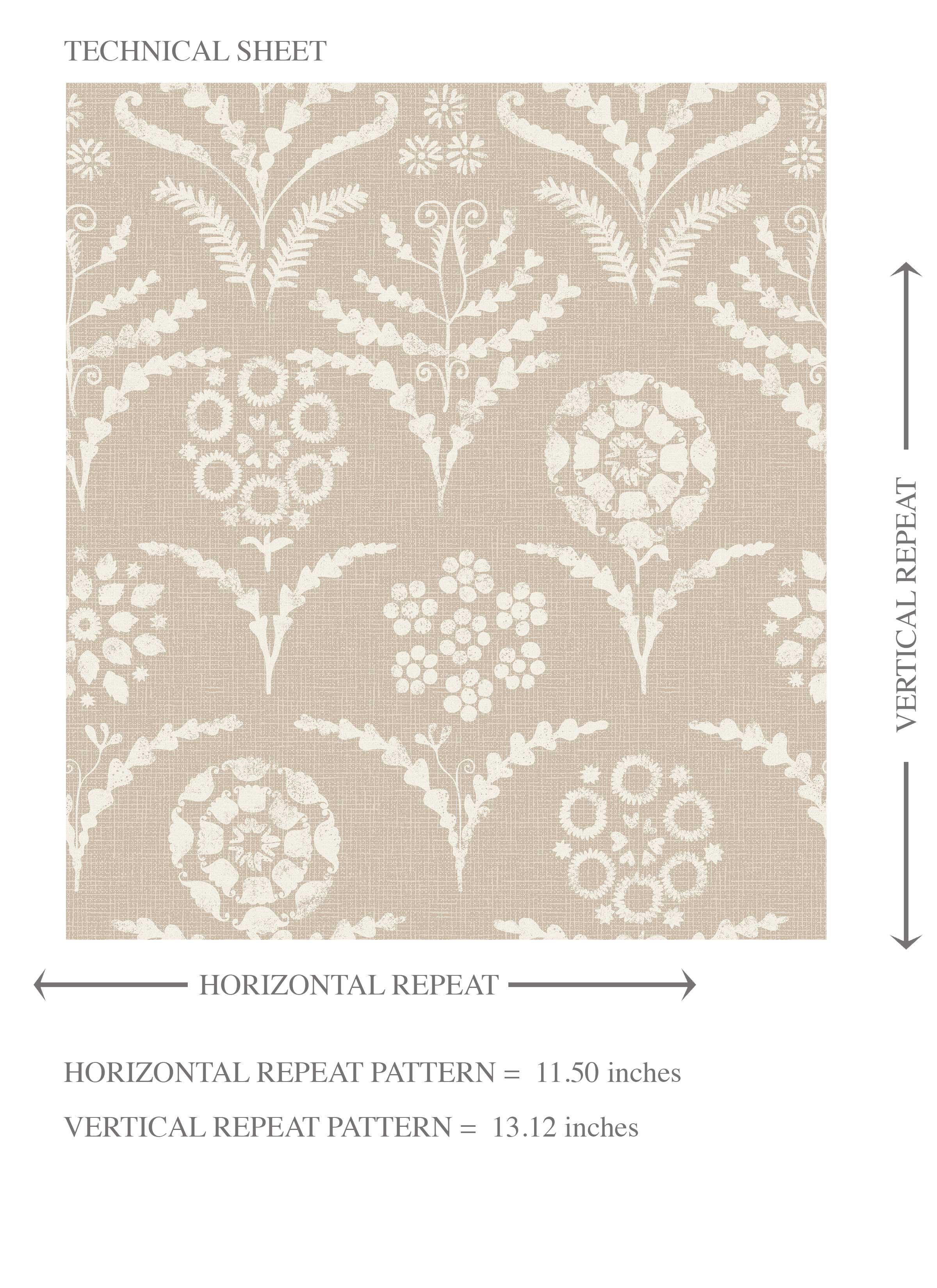 Modern Neural-Toned Floral/ Botanical Kids Room Wallpaper Sample (Beige/ White)