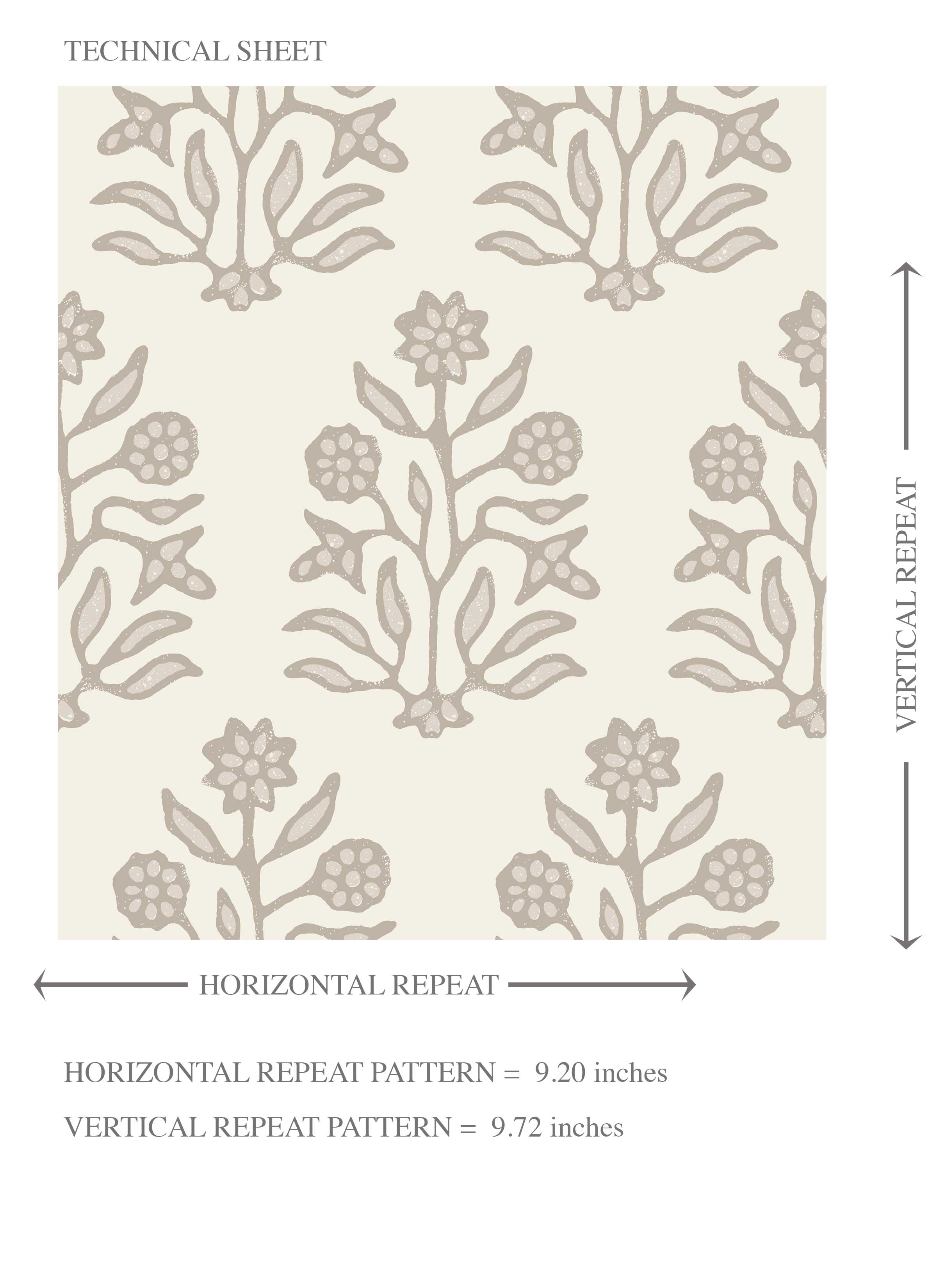 Vintage-Inspired Floral Block Print Kids Room Wallpaper (Cream/ Beige/ Greige)