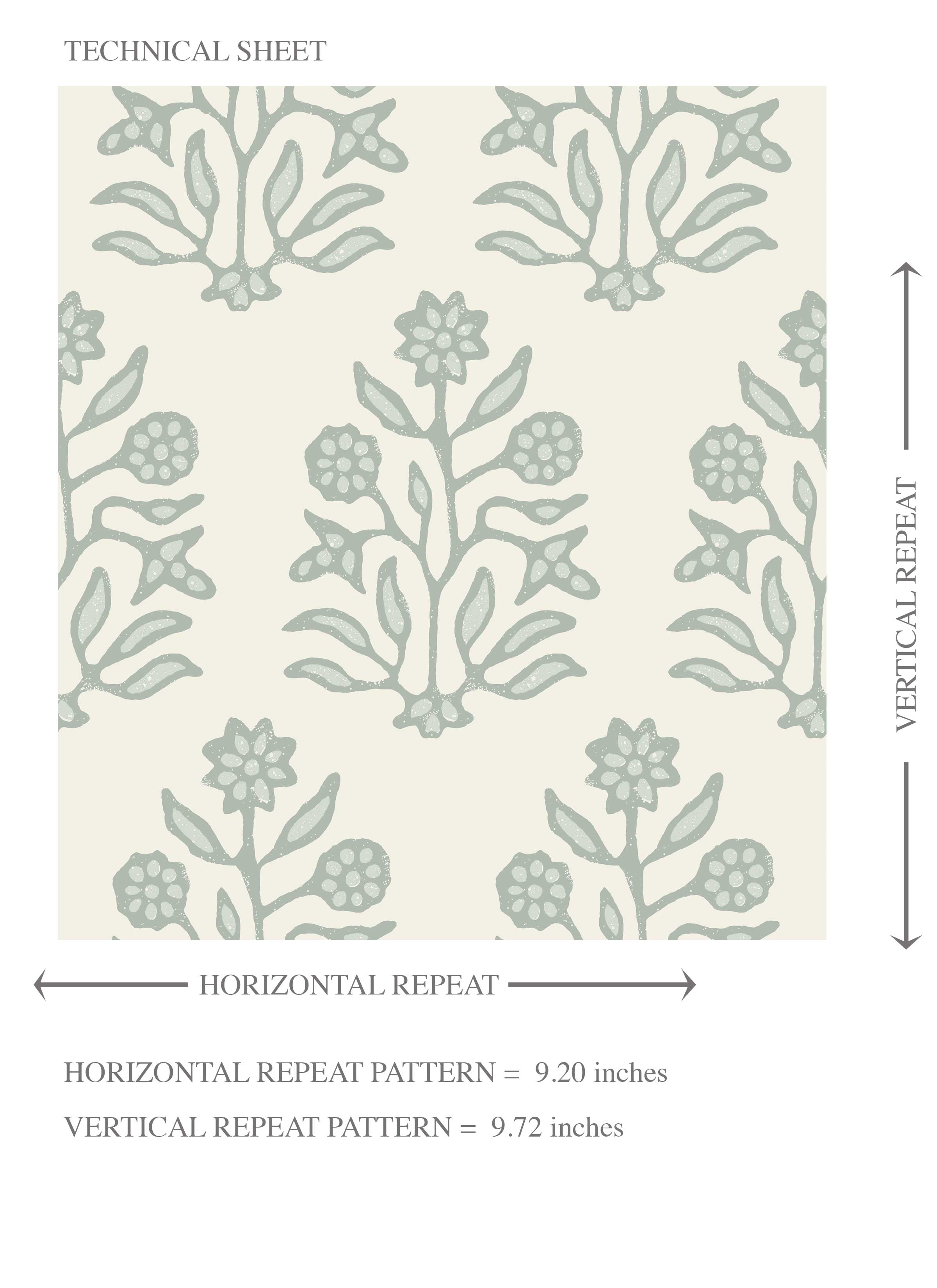 Vintage-Inspired Floral Block Print Kids Room Wallpaper Sample (Cream/ Sage Green)