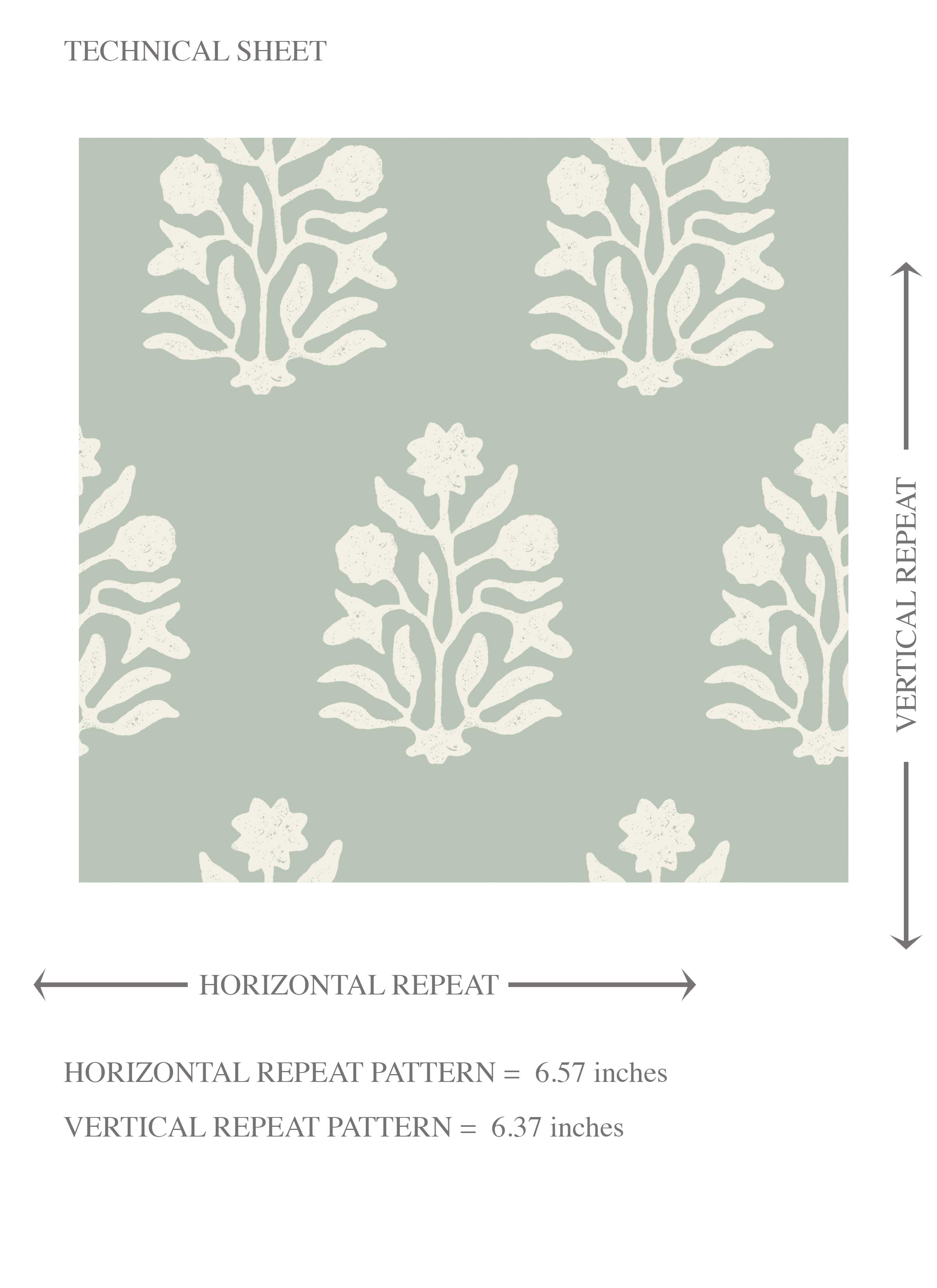 Vintage-Inspired Botanical Floral Block Print Kids Room Wallpaper (Duck Egg Blue/ Cream)
