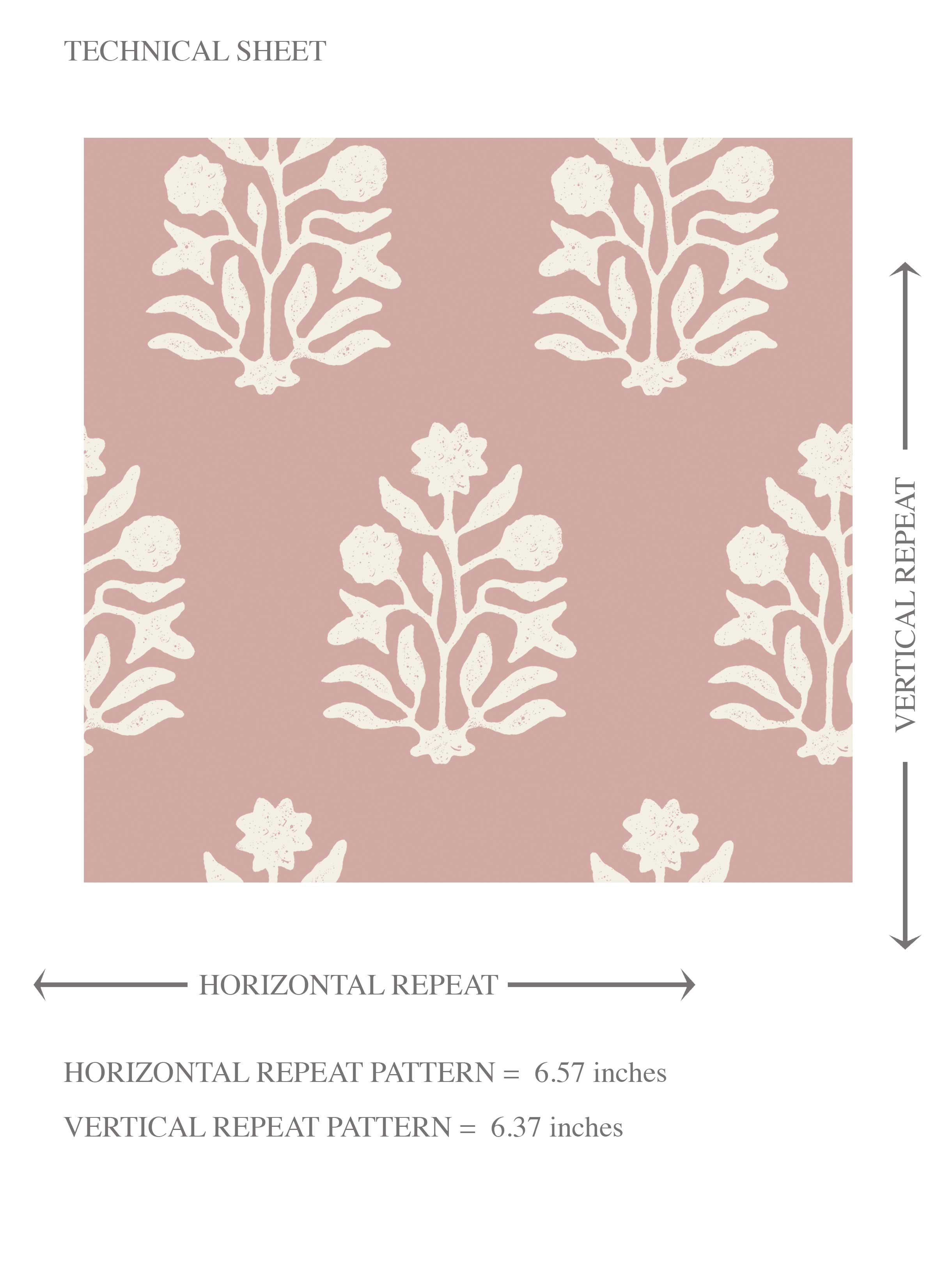 Vintage-Inspired Botanical Floral Block Print Kids Room Wallpaper Sample (Pink/ Cream)