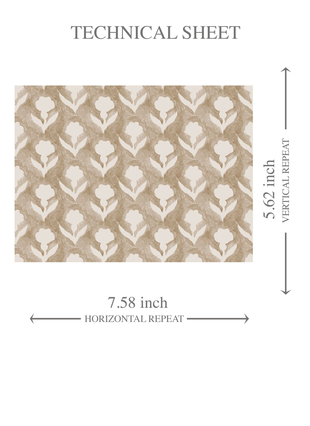 Neutral Small Floral Block Print Kids Room Wallpaper (Beige/ White)