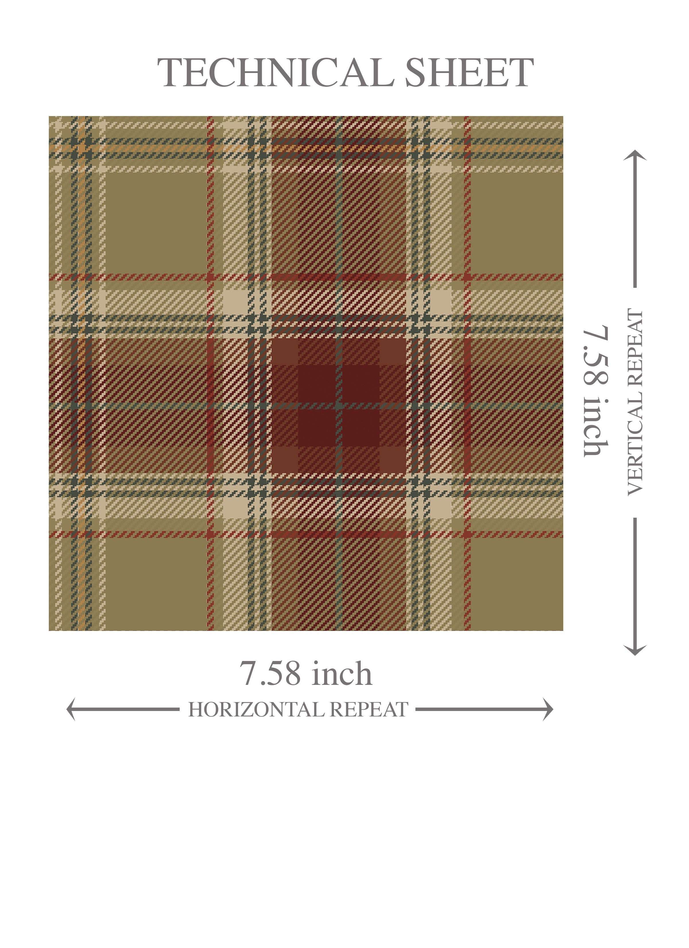 Geometric Plaid Checkered Kids Room Wallpaper (Olive Green/ Brown/ Red)