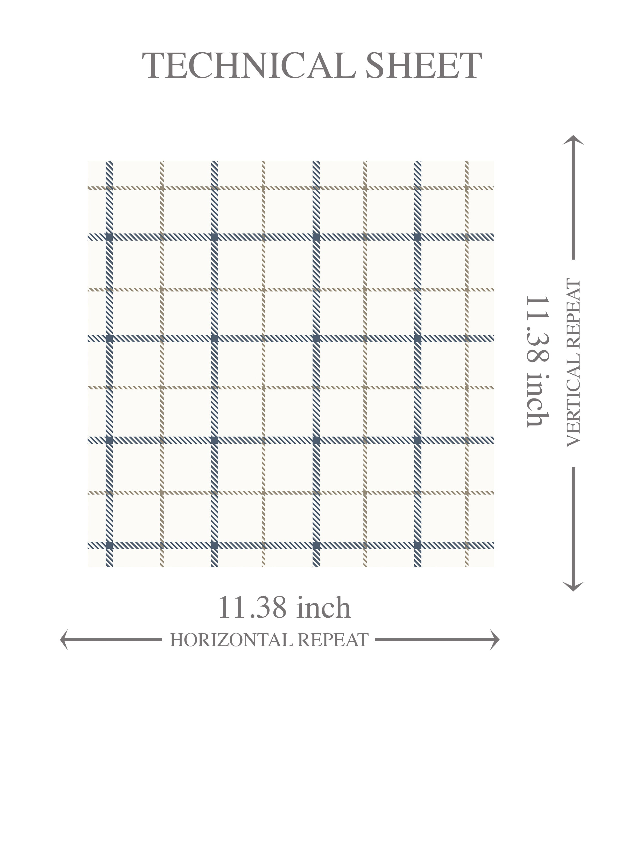 Windowpane Checkered/ Plaid Kids Room Wallpaper Sample (Navy Blue/ White/ Taupe)
