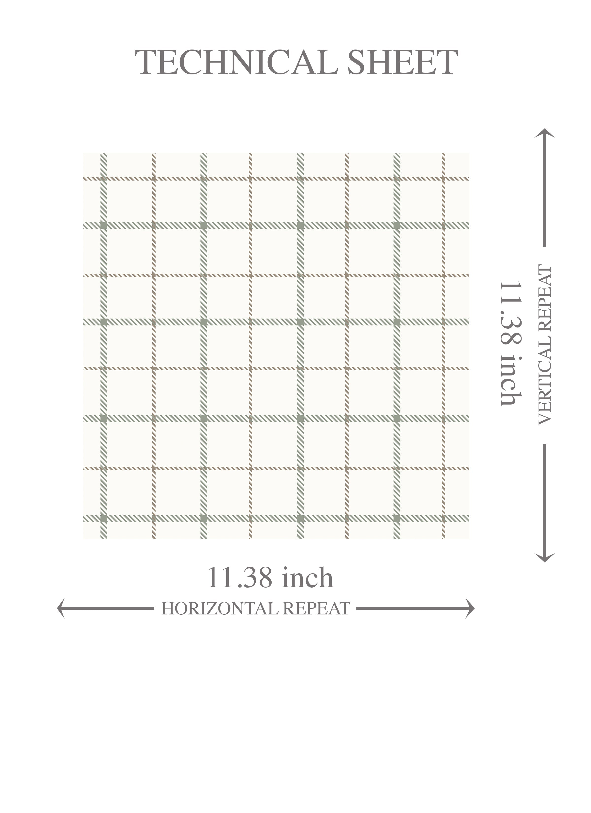 Windowpane Checkered/ Plaid Kids Room Wallpaper Green/ White/ Taupe