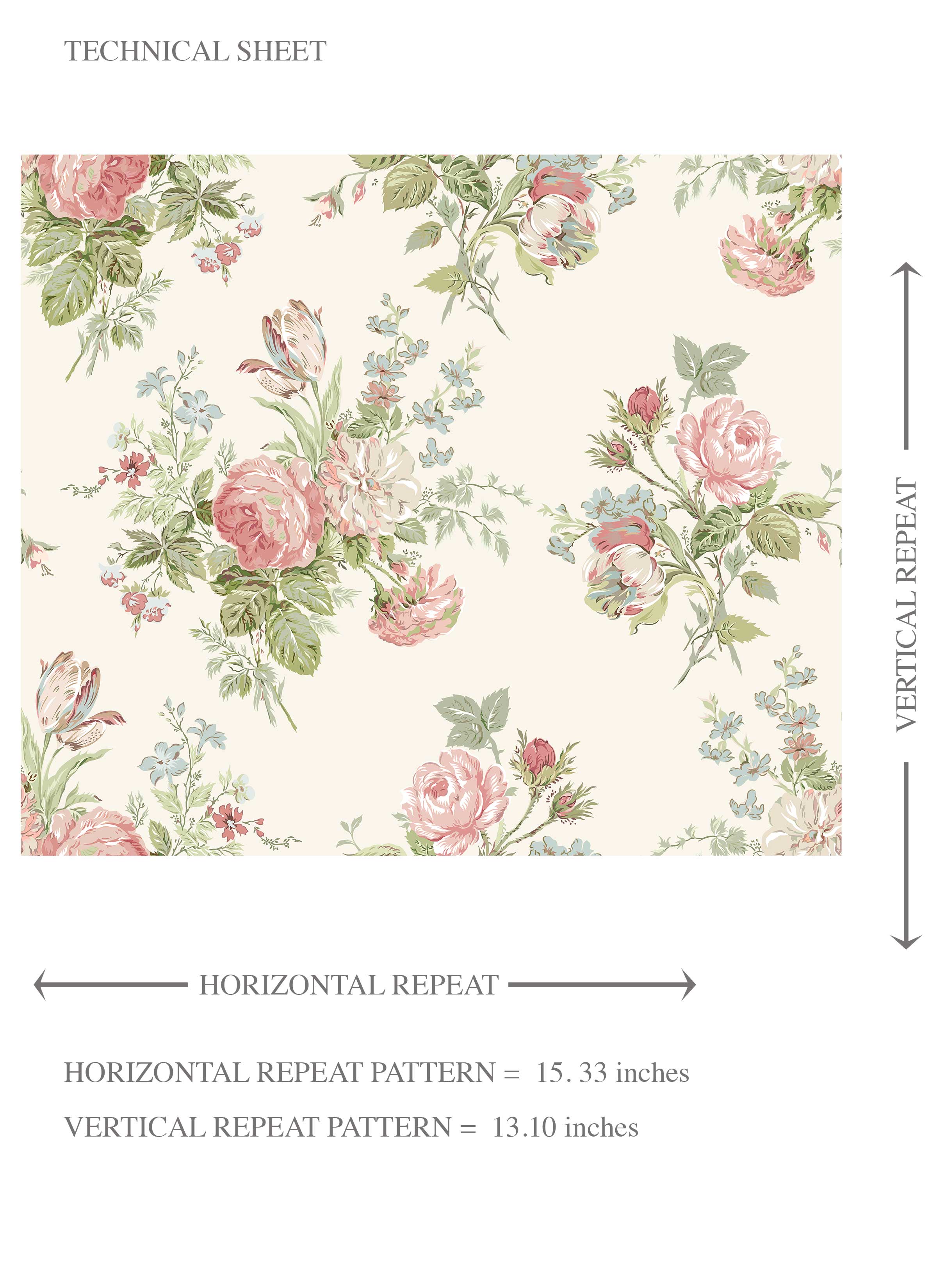 Patterned Floral Block Print Kids Room Wallpaper (Cream/ Soft Pink/ Green/ Blue)