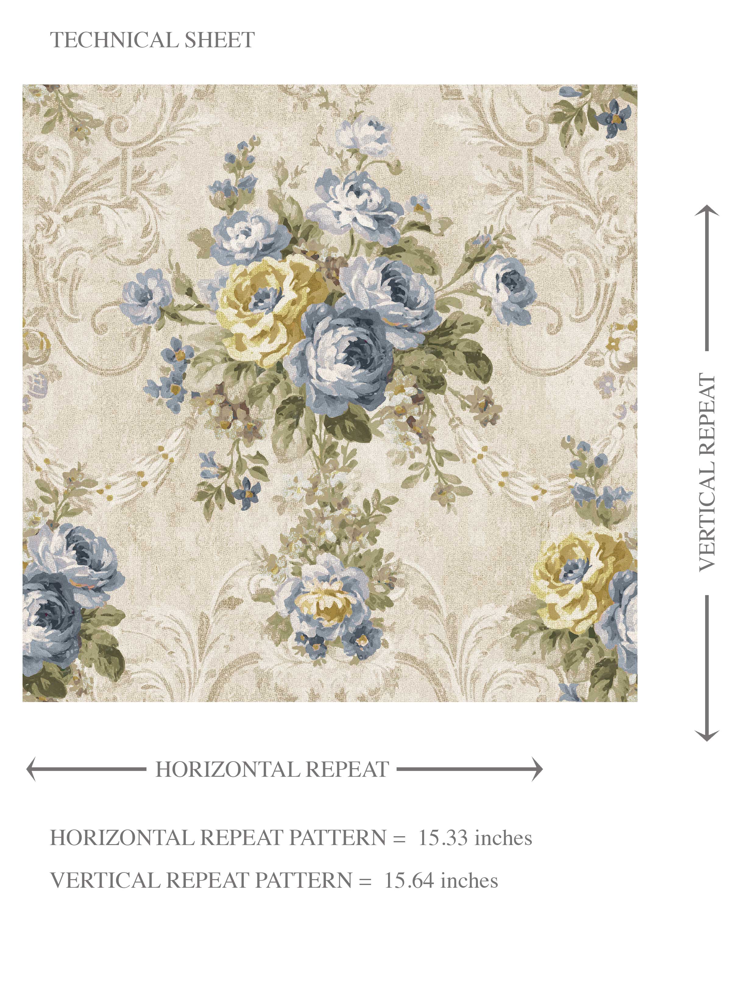 Floral Damask Patterned Kids Room Wallpaper Sample (Beige/ Blue/ Yellow/ Green/ Taupe)