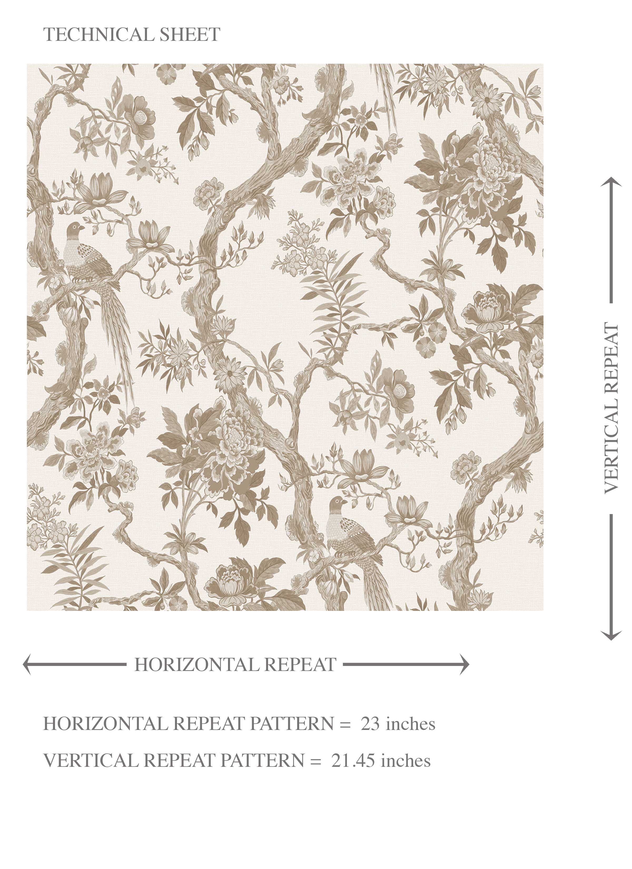 Floral Toile/ Bird Print Chinoiserie Kids Room Wallpaper (Beige/ Taupe/ Brown)