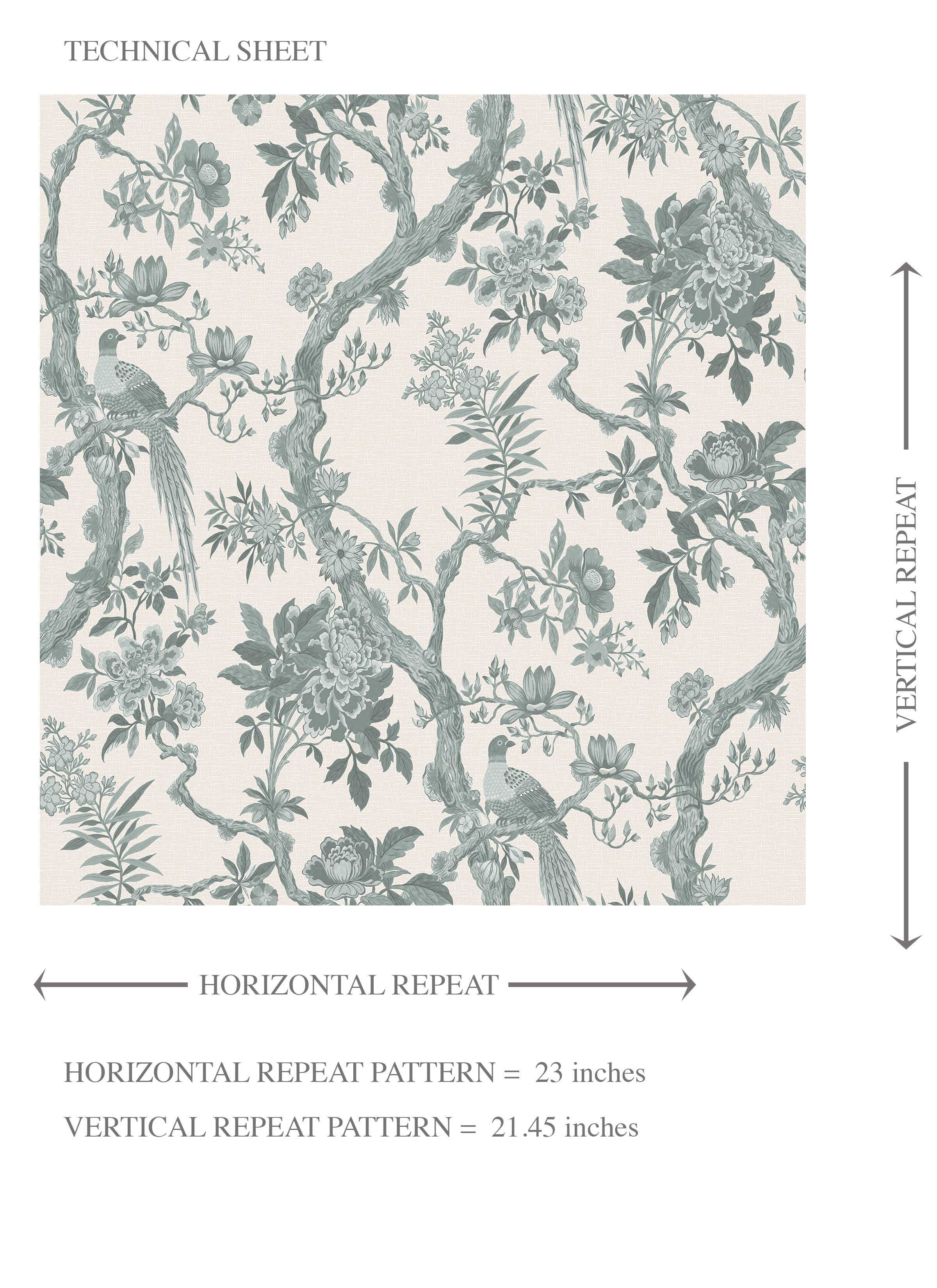 Floral Toile/ Bird Print Chinoiserie Kids Room Wallpaper (Gray-Green)