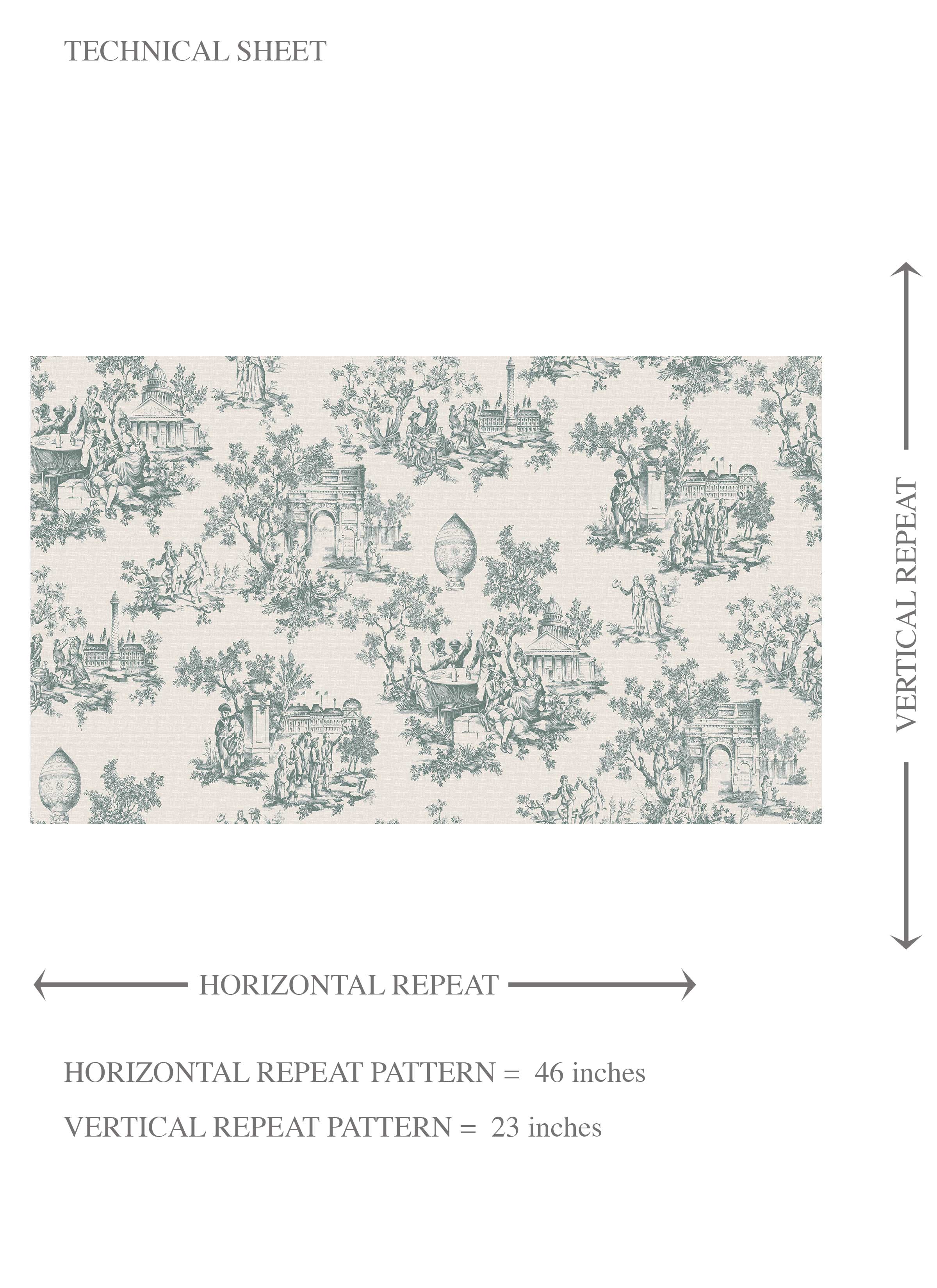 Toile de Jouy/ Nature Print Kids Room Wallpaper (Duck Egg Blue/ Off-White)