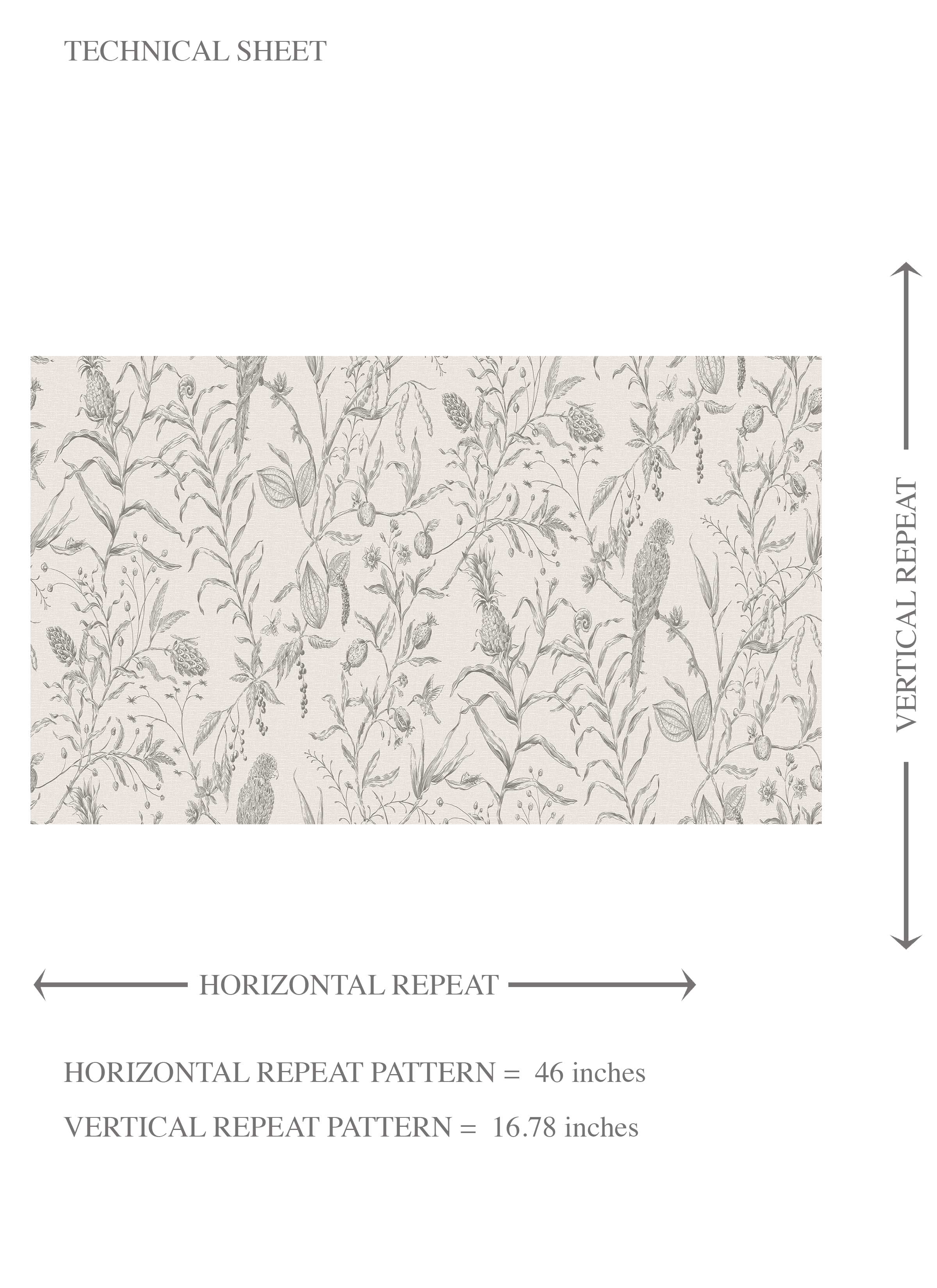 Birds Print/ Botanical Kids Room Wallpaper Sample (Gray/ Off-White)