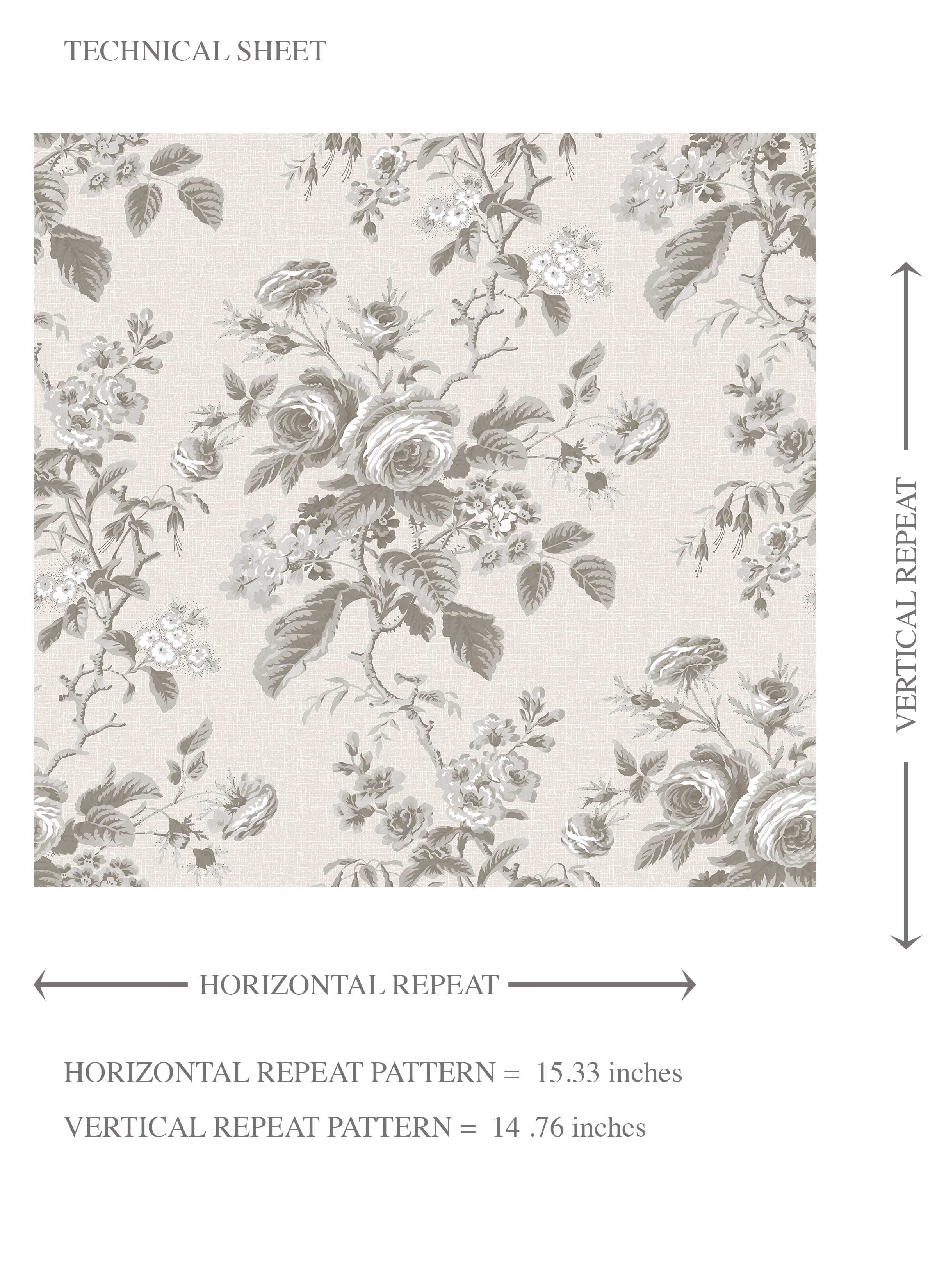 Vintage-Inspired Floral Toile/ Botanical Kids Room Wallpaper Sample (Warm Gray/ Greige)