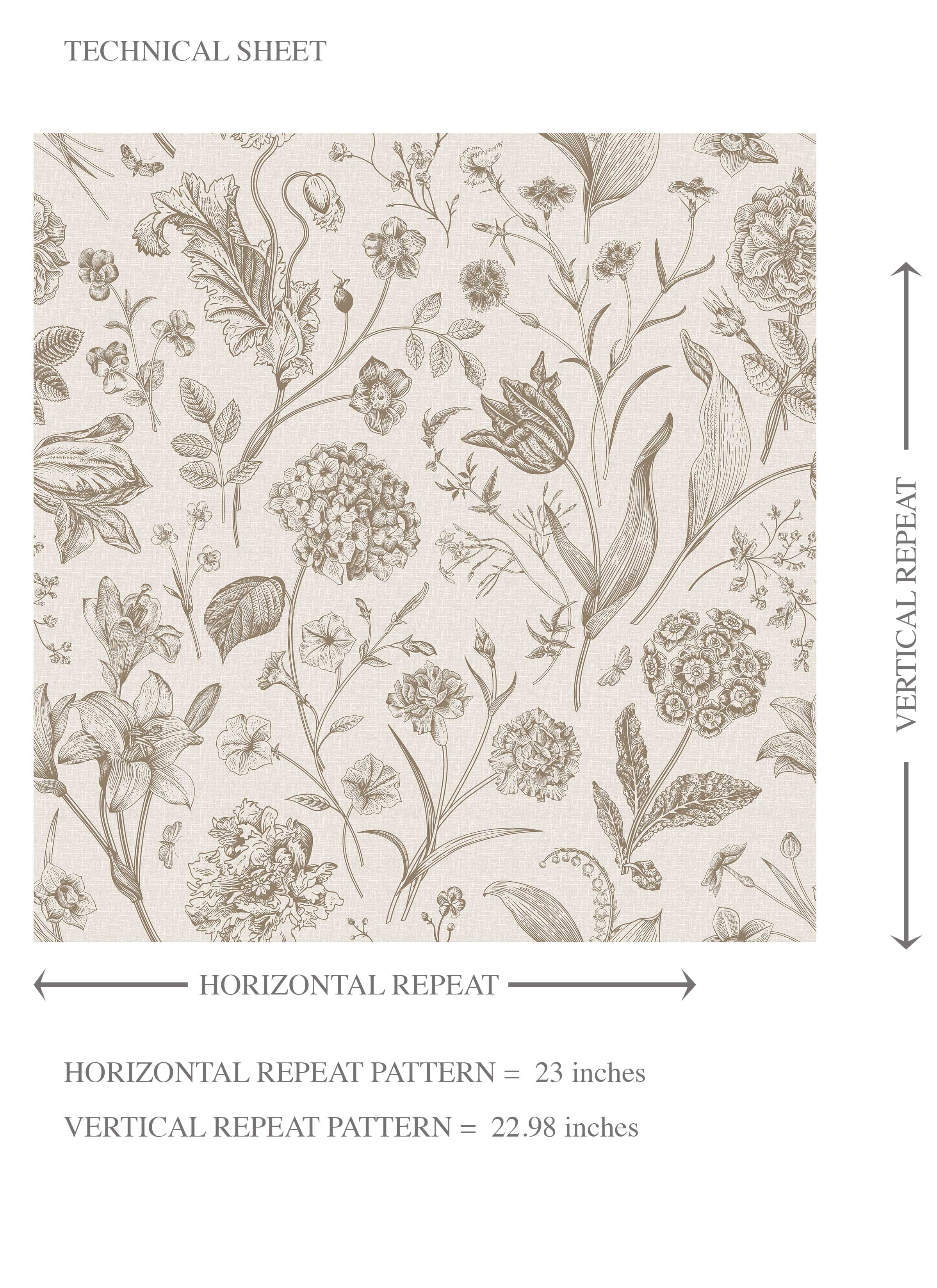 Neutral Floral/ Botanical Kids Room Wallpaper (Greige/ Beige/ Warm Gray)