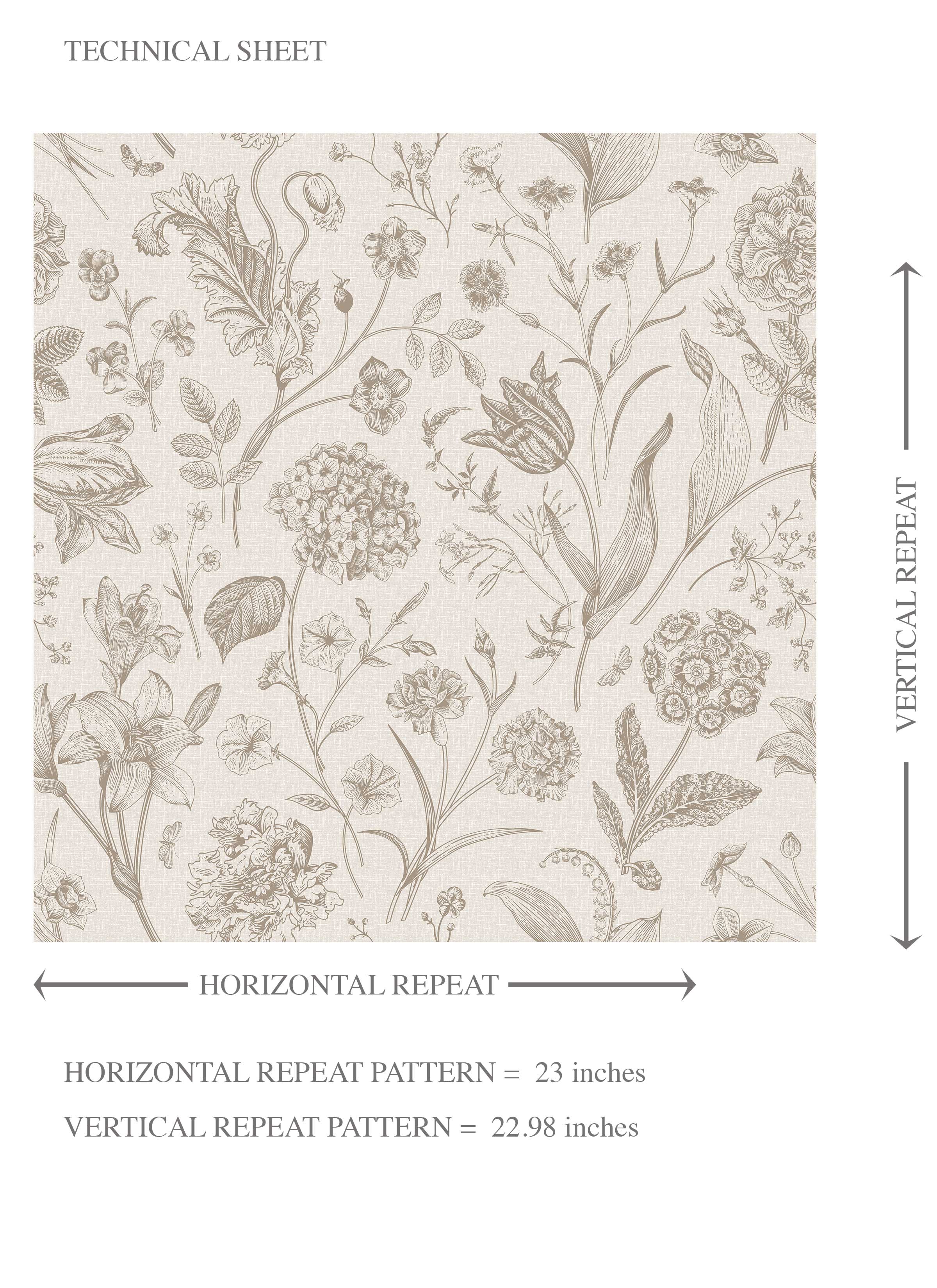 Neutral Floral/ Botanical Kids Room Wallpaper (Beige/ Soft Taupe)