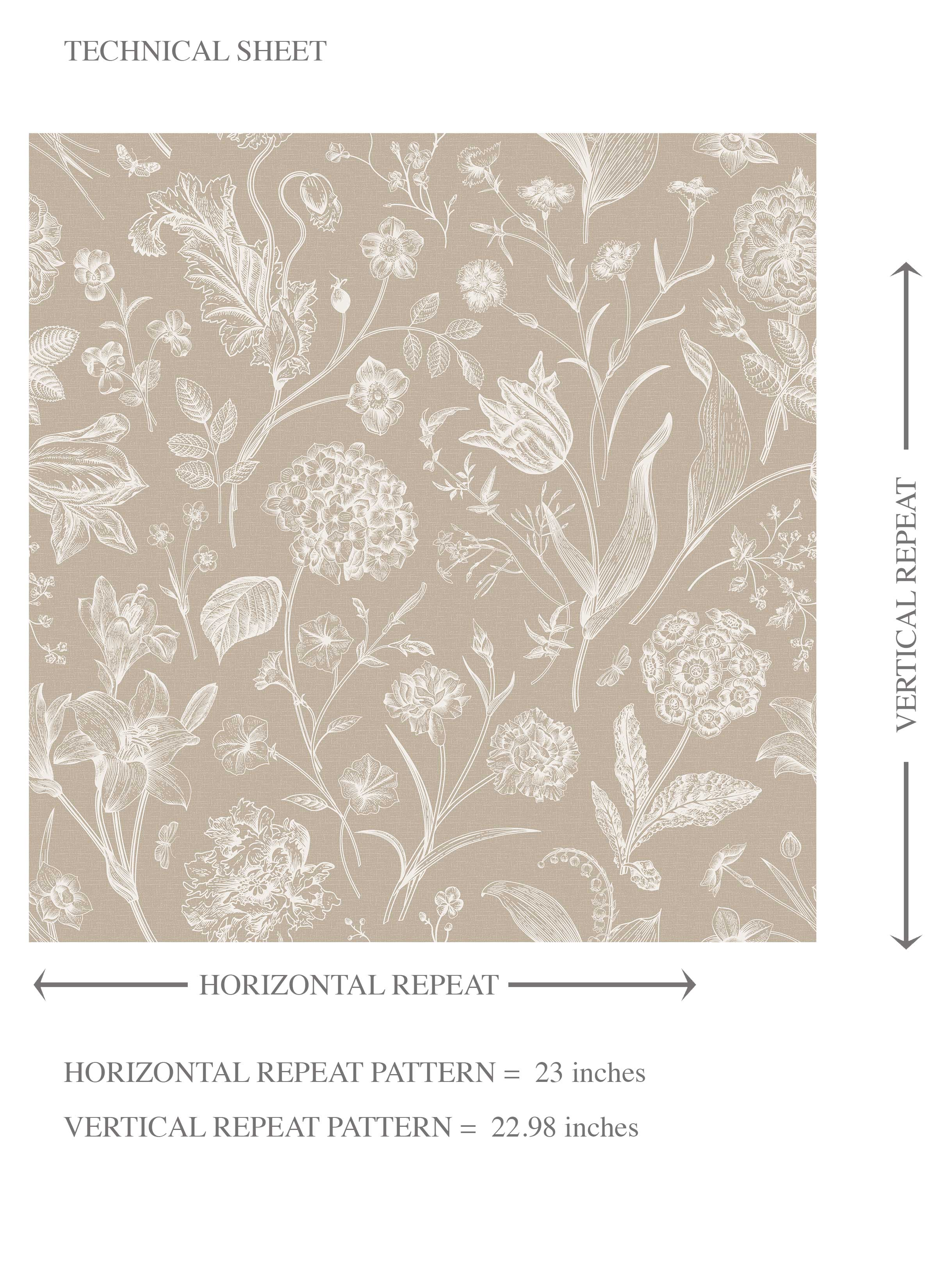 Neutral Floral/ Botanical Kids Room Wallpaper Sample (Beige/ Brown/ Cream)