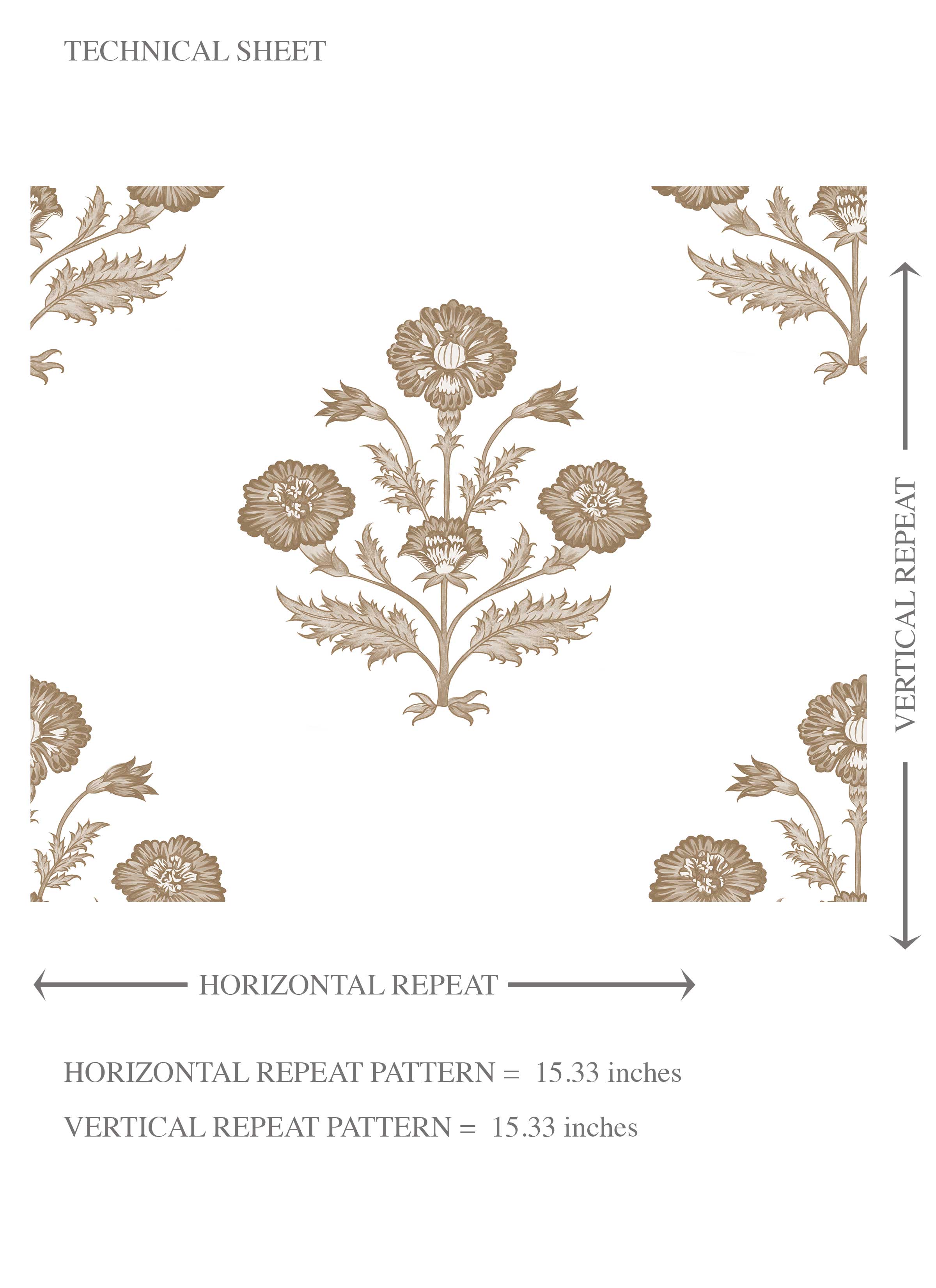 Neutral Floral Block Print Kids Room Wallpaper Sample (Brown/ White)