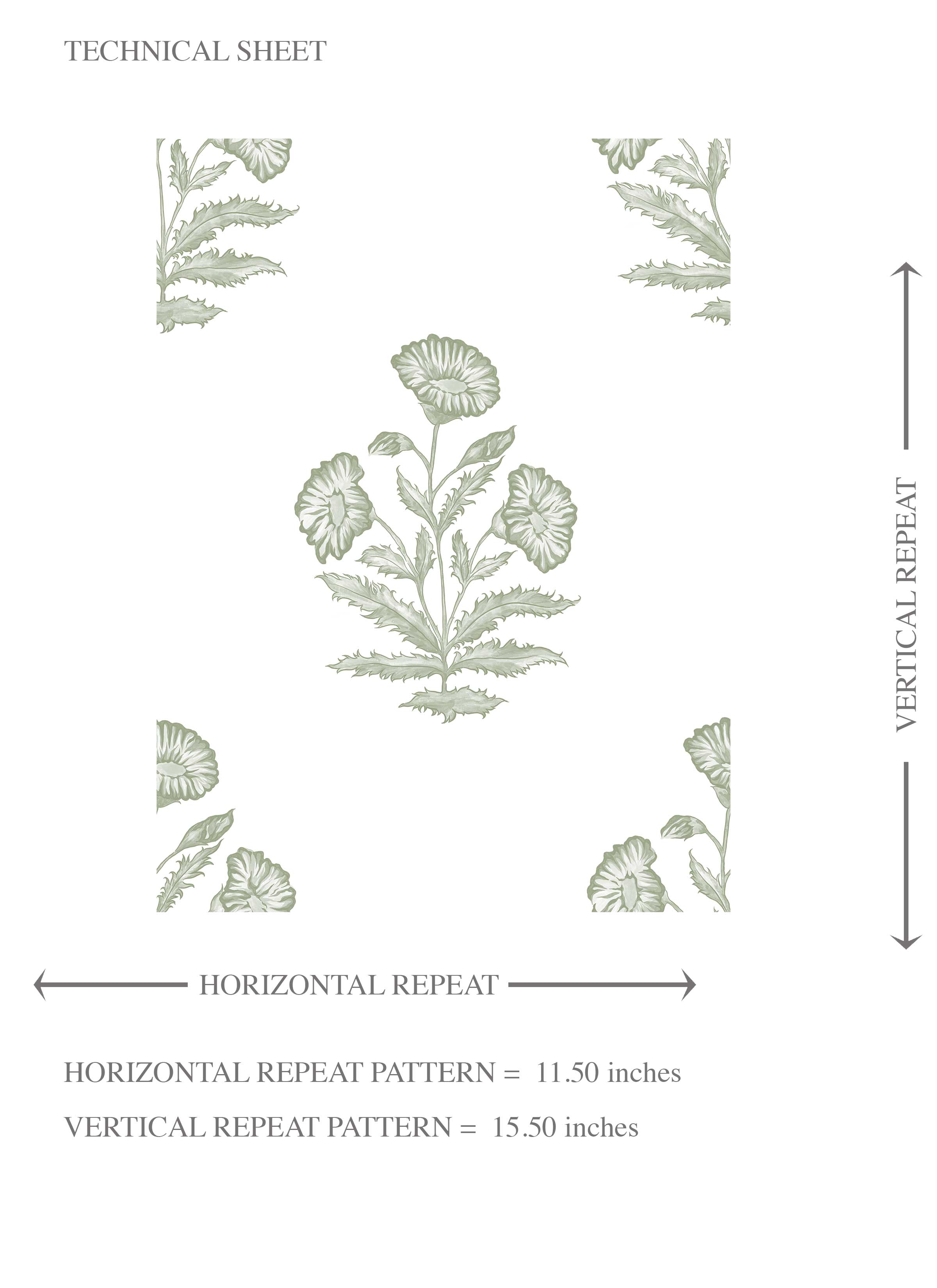 Floral Block Print Kids Room Wallpaper (Green/ White)