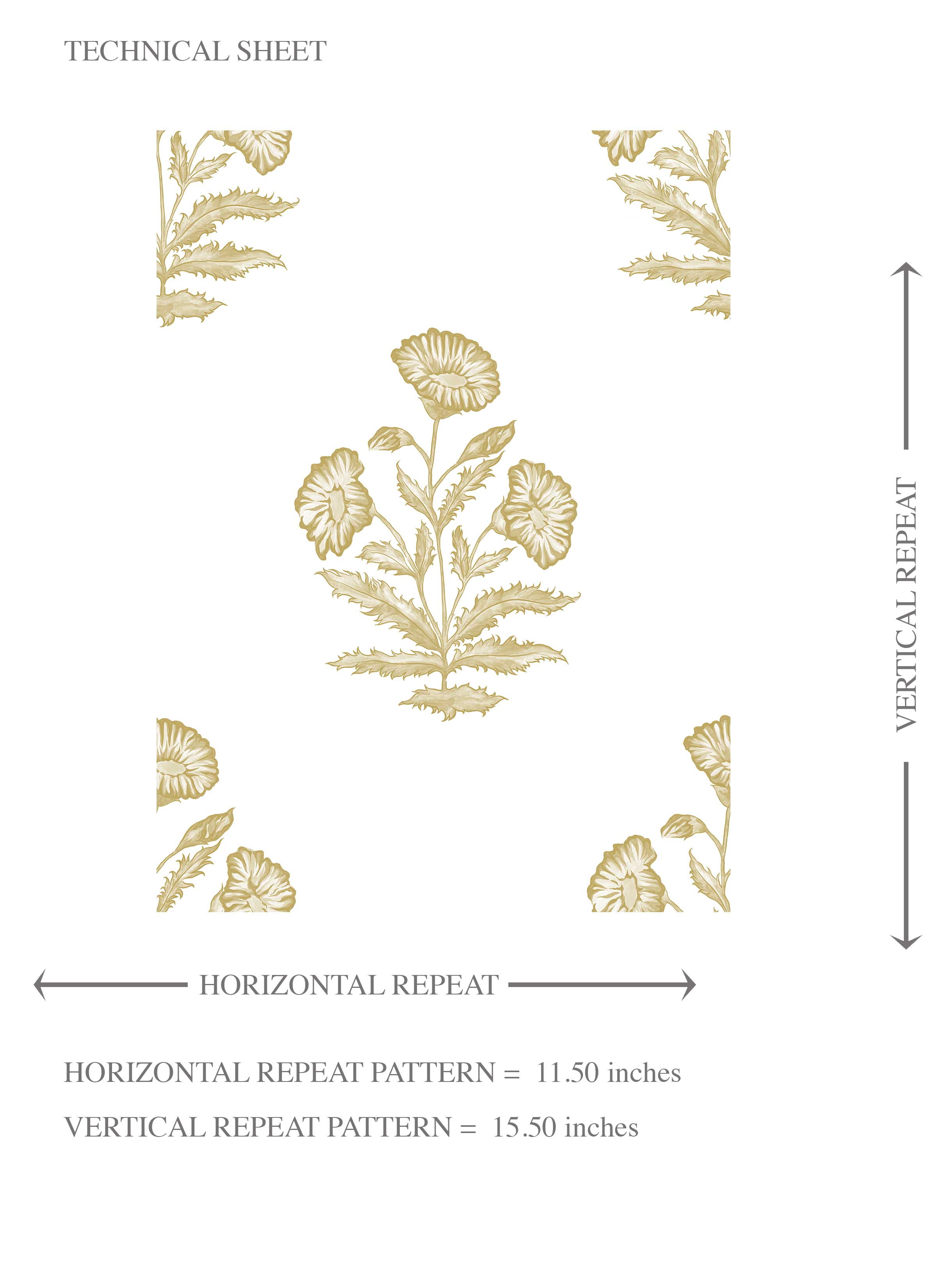Floral Block Print Kids Room Wallpaper Sample (Yellow-Green/ White)