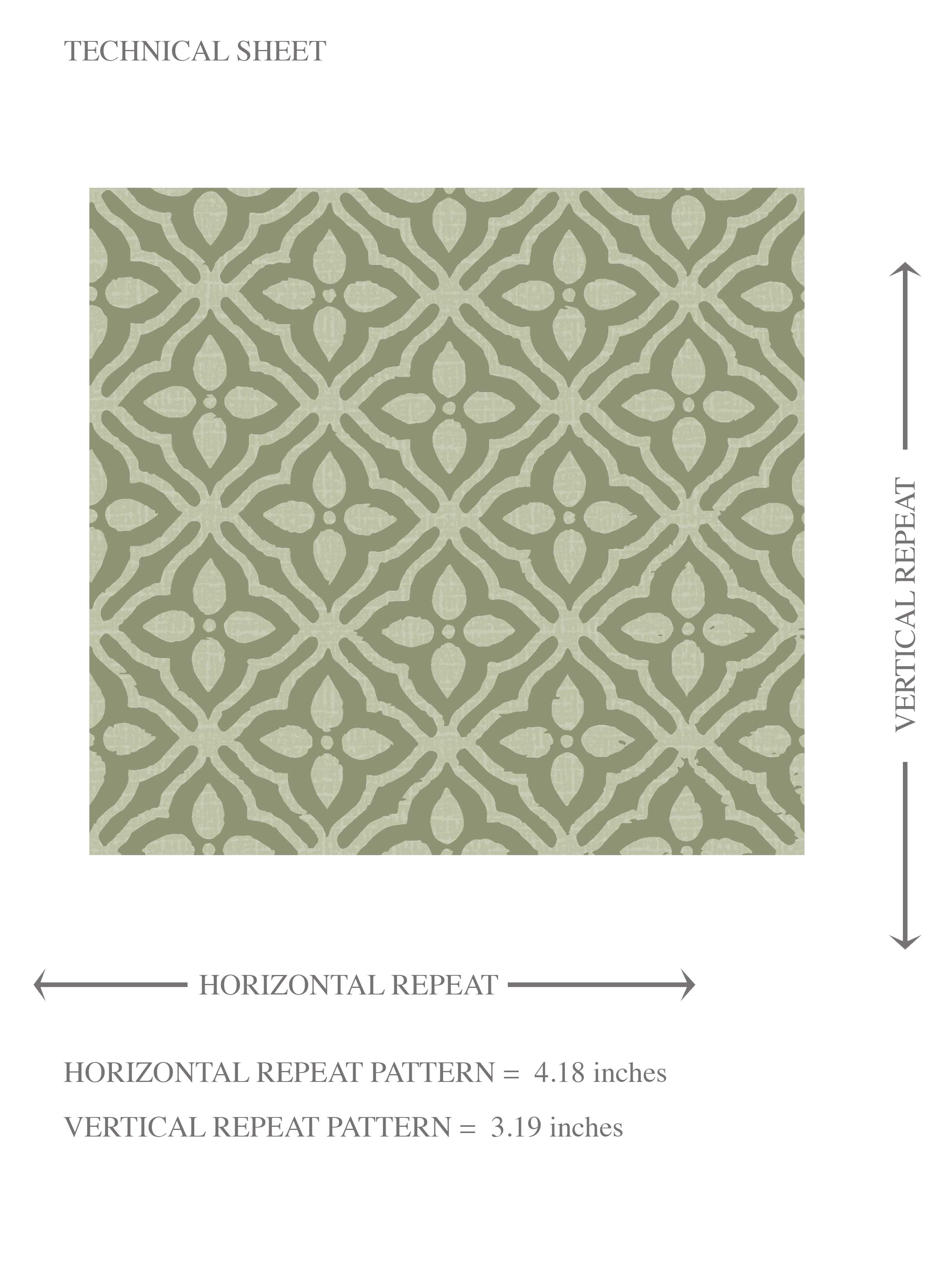 Small Floral Lattice/ Geometric Textured Kids Room Wallpaper Sample (Green)