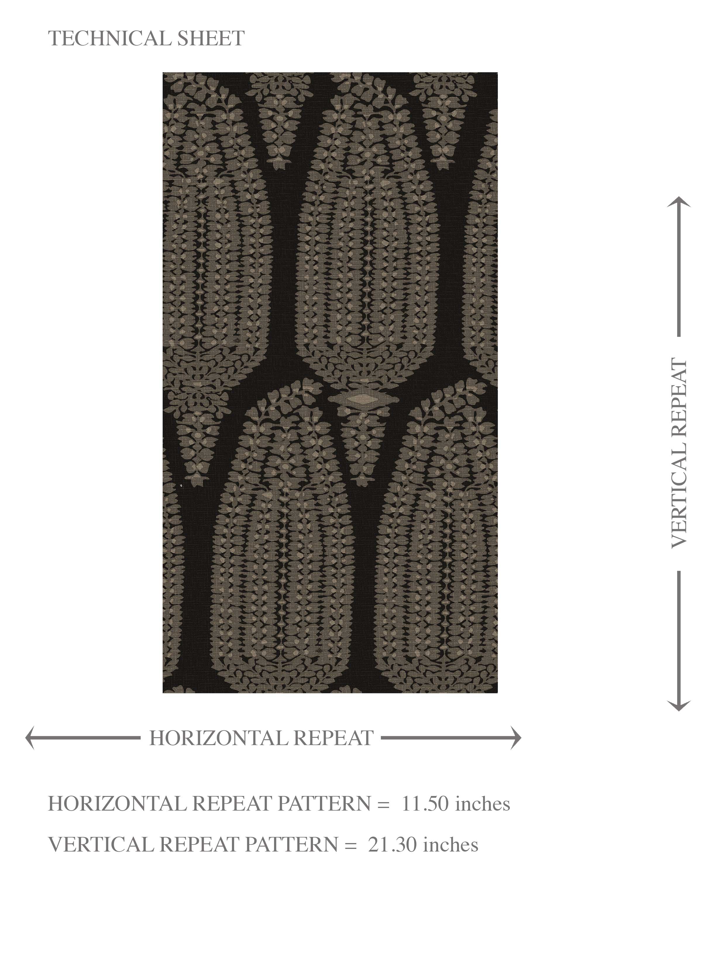 Neutral Paisley Floral Kids Room Wallpaper (Black/ Beige)