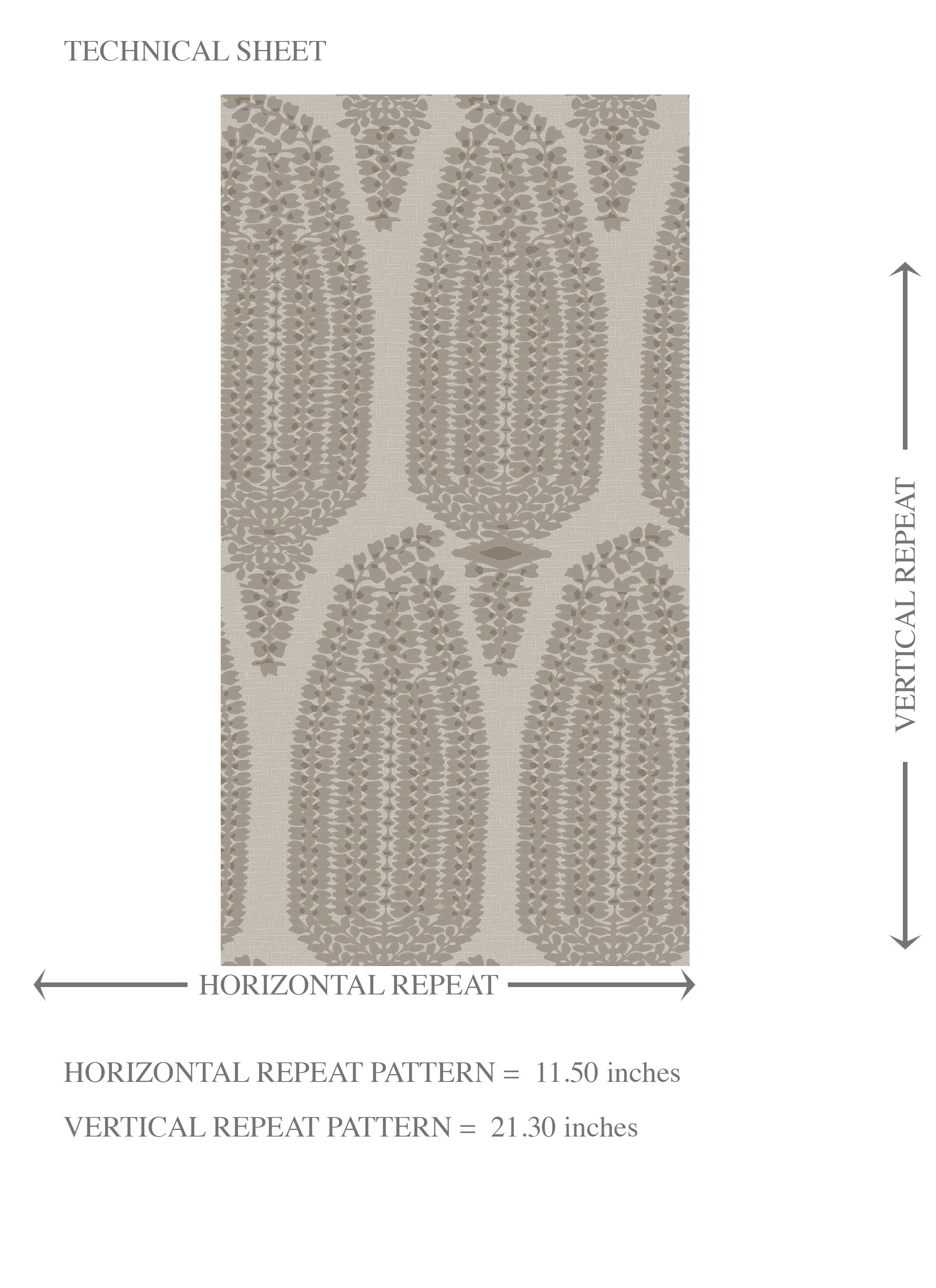 Neutral Paisley Floral Kids Room Wallpaper Sample (Greige/ Taupe/ Warm Gray)