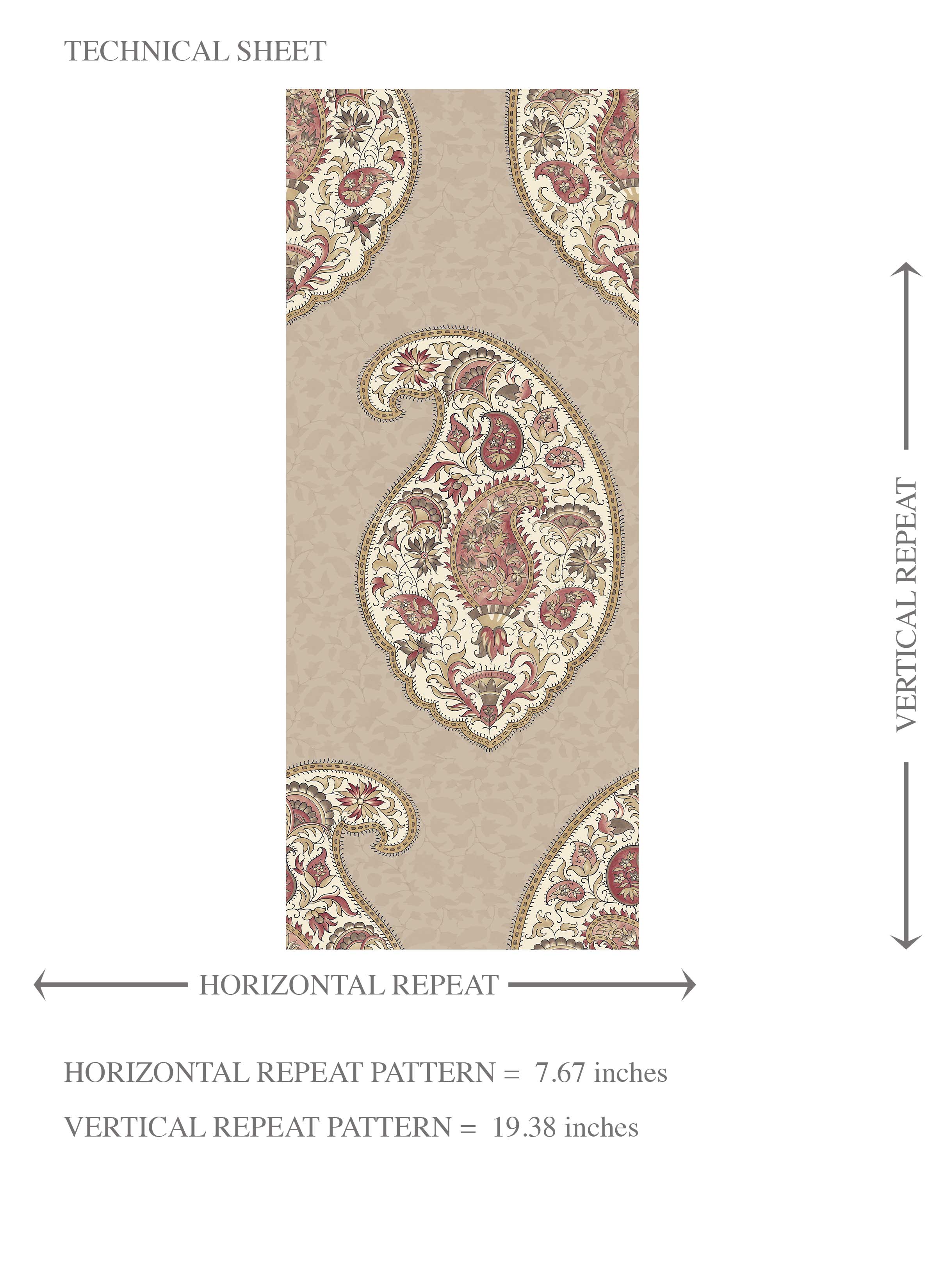 Neutral Paisley Floral Print Kids Room Wallpaper (Brown/ Beige/ Pink)