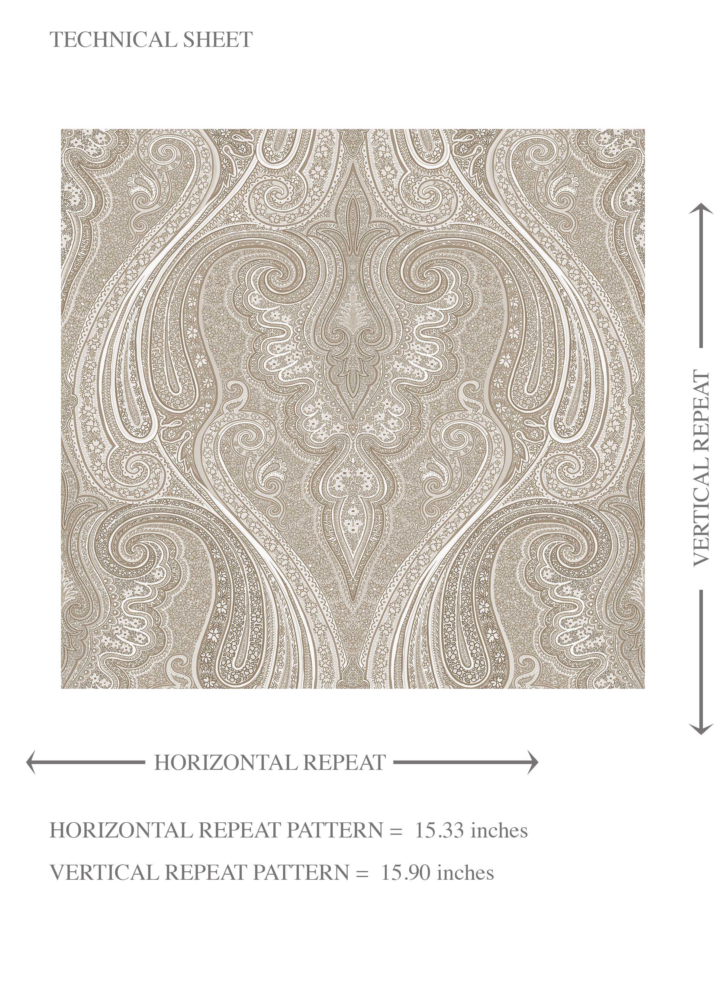 Neutral Paisley Floral/ Damask Patterned Kids Room Wallpaper Sample (Brown/ Beige)