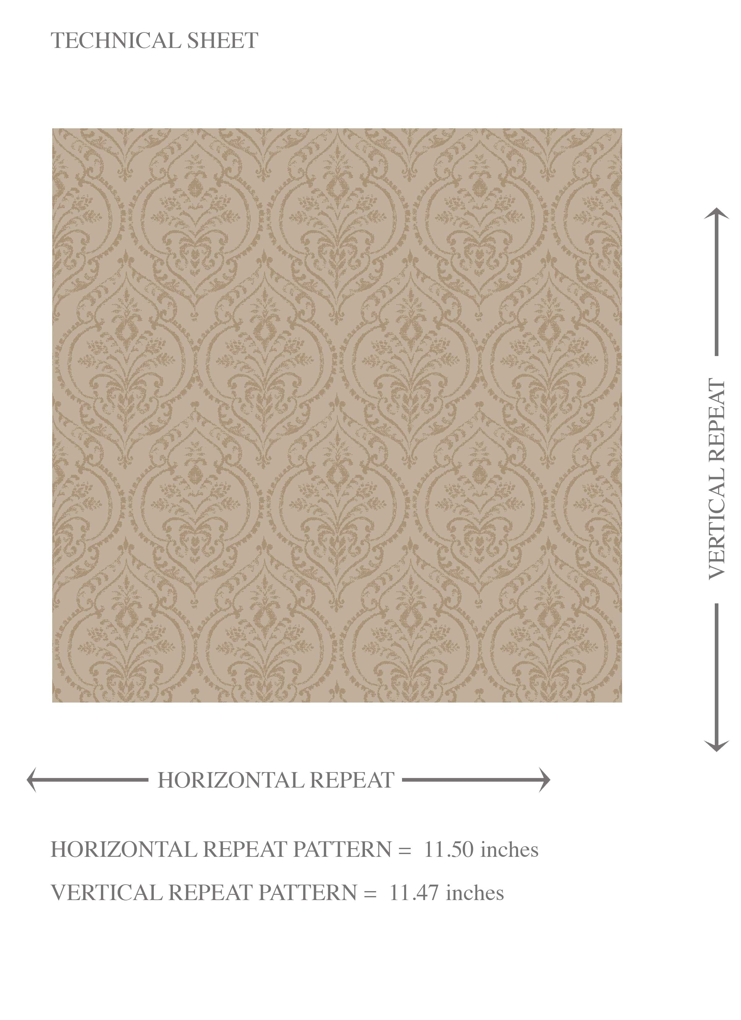 Neutral Self-Patterned Damask Floral Kids Room Wallpaper Sample (Beige/ Tan/ Taupe)