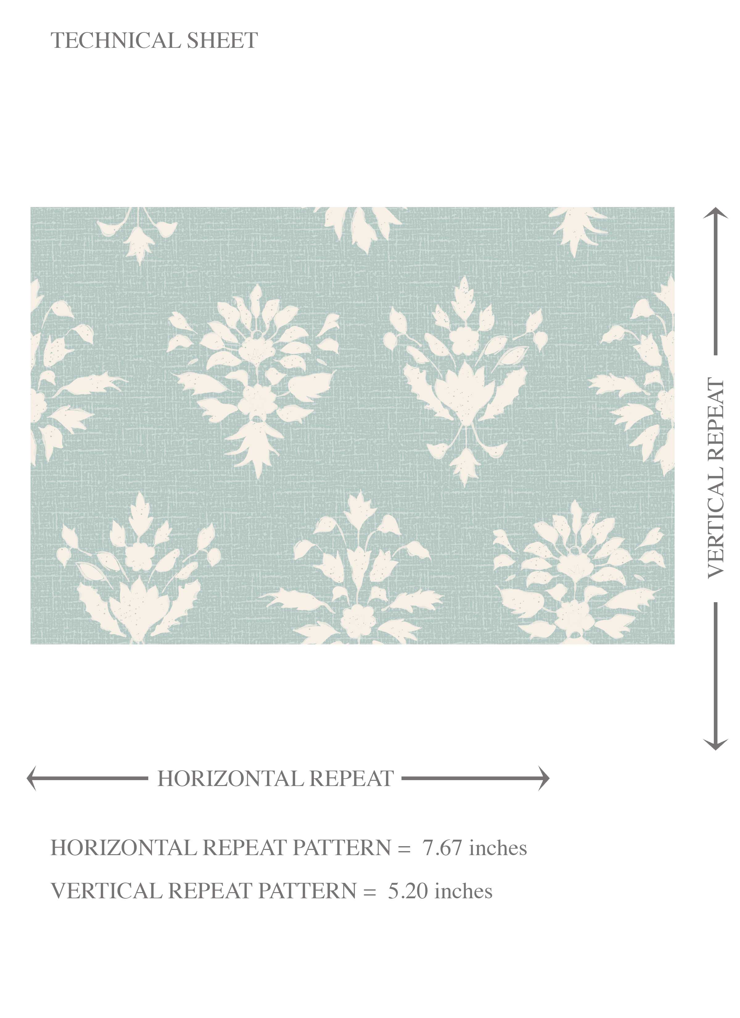Floral Block Print Kids Room Wallpaper Sample (Duck Egg Blue/ Off-White)
